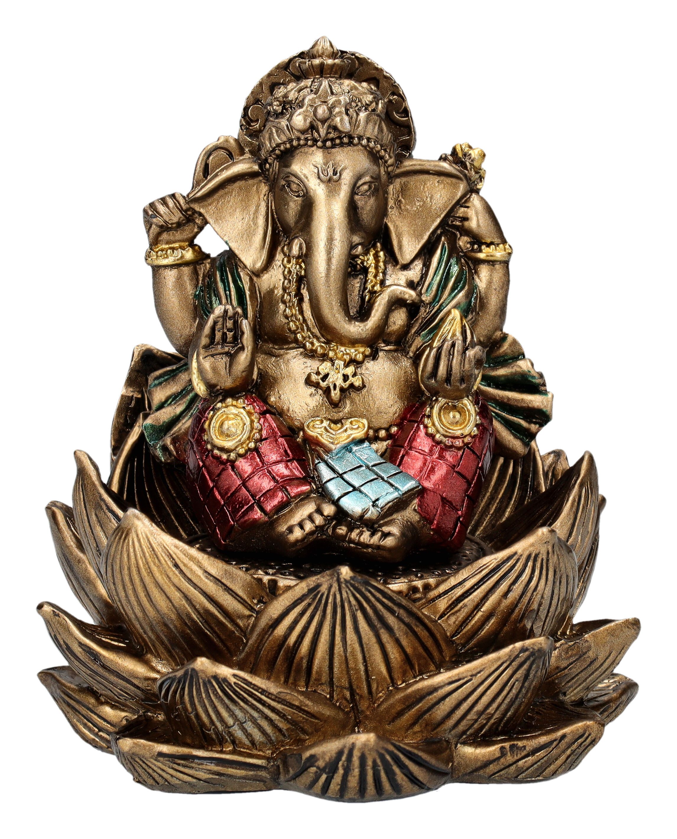 Figuren Shop GmbH Dekofigur Ganesha Figur sitzt in Lotus - Dekofigur Hindu- günstig online kaufen
