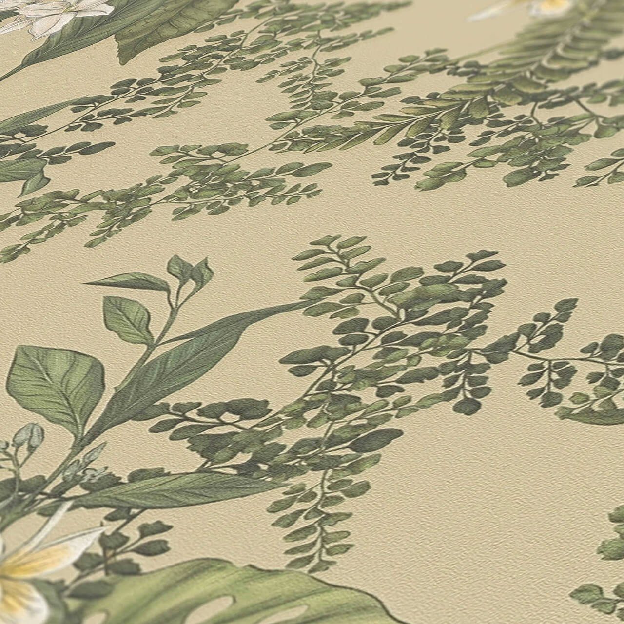 KUNSTLOFT Vliestapete Blossom Ballet matt, Design 0.53x10.05 lichtbeständige Tapete m, gelb grün