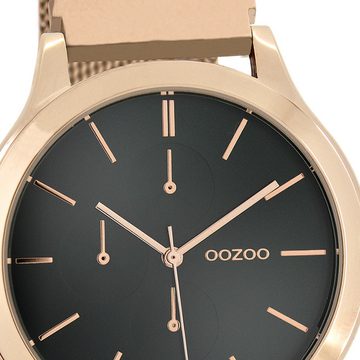 OOZOO Quarzuhr Oozoo Unisex Armbanduhr Timepieces Analog, (Analoguhr), Damen, Herrenuhr rund, groß (ca. 45mm) Metallarmband rosegold