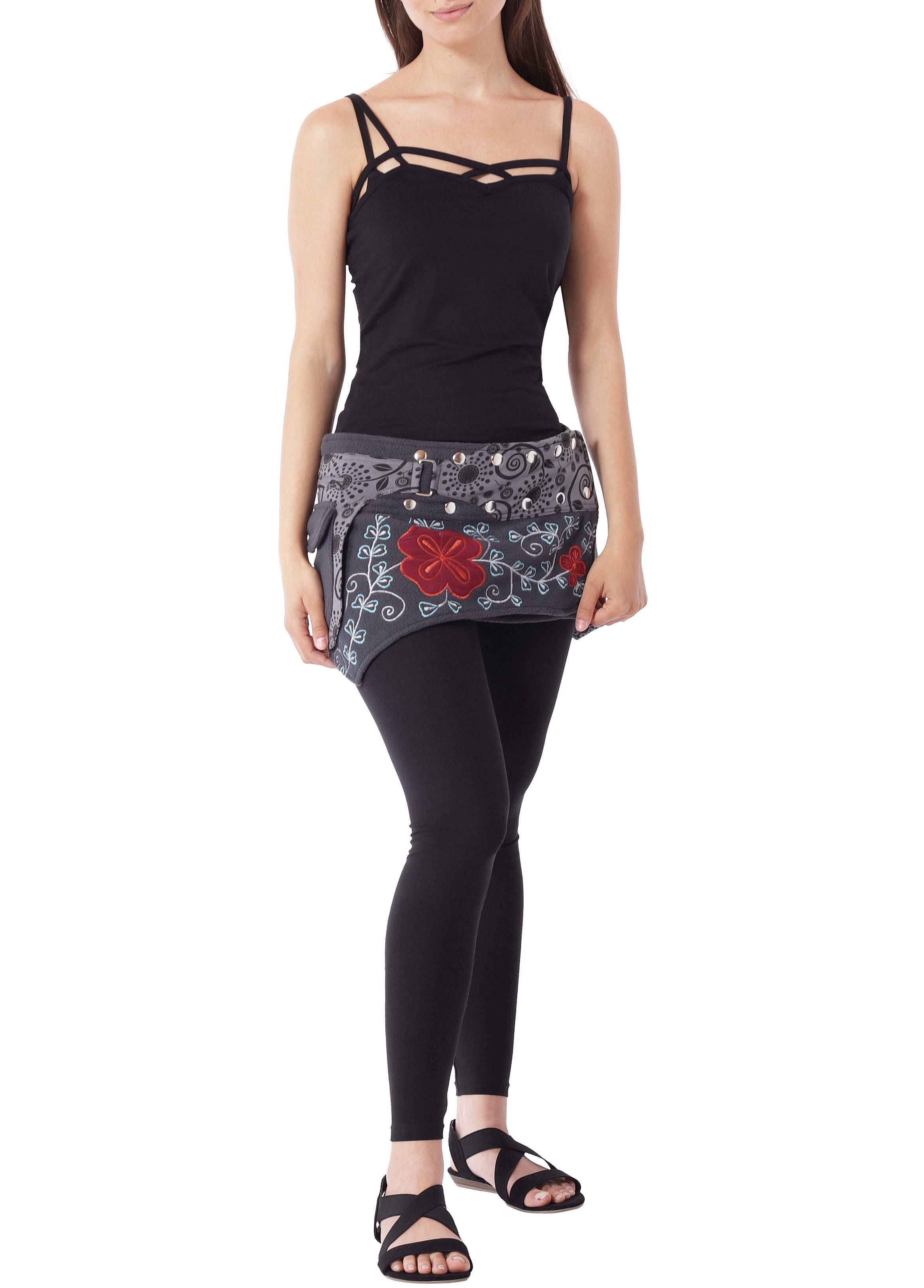 PUREWONDER Wickelrock Damen Wickelrock, Nierenwärmer und Cacheur aus Fleece sk22 Grau 1 aus Fleece