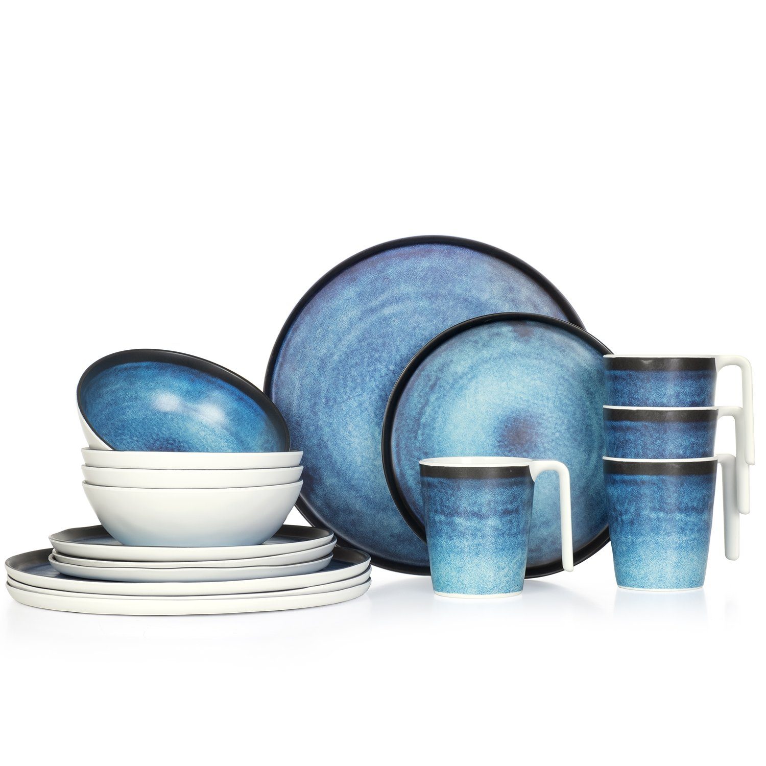 Moritz Geschirr-Set Camping Geschirr Deep Ocean 16-teilig