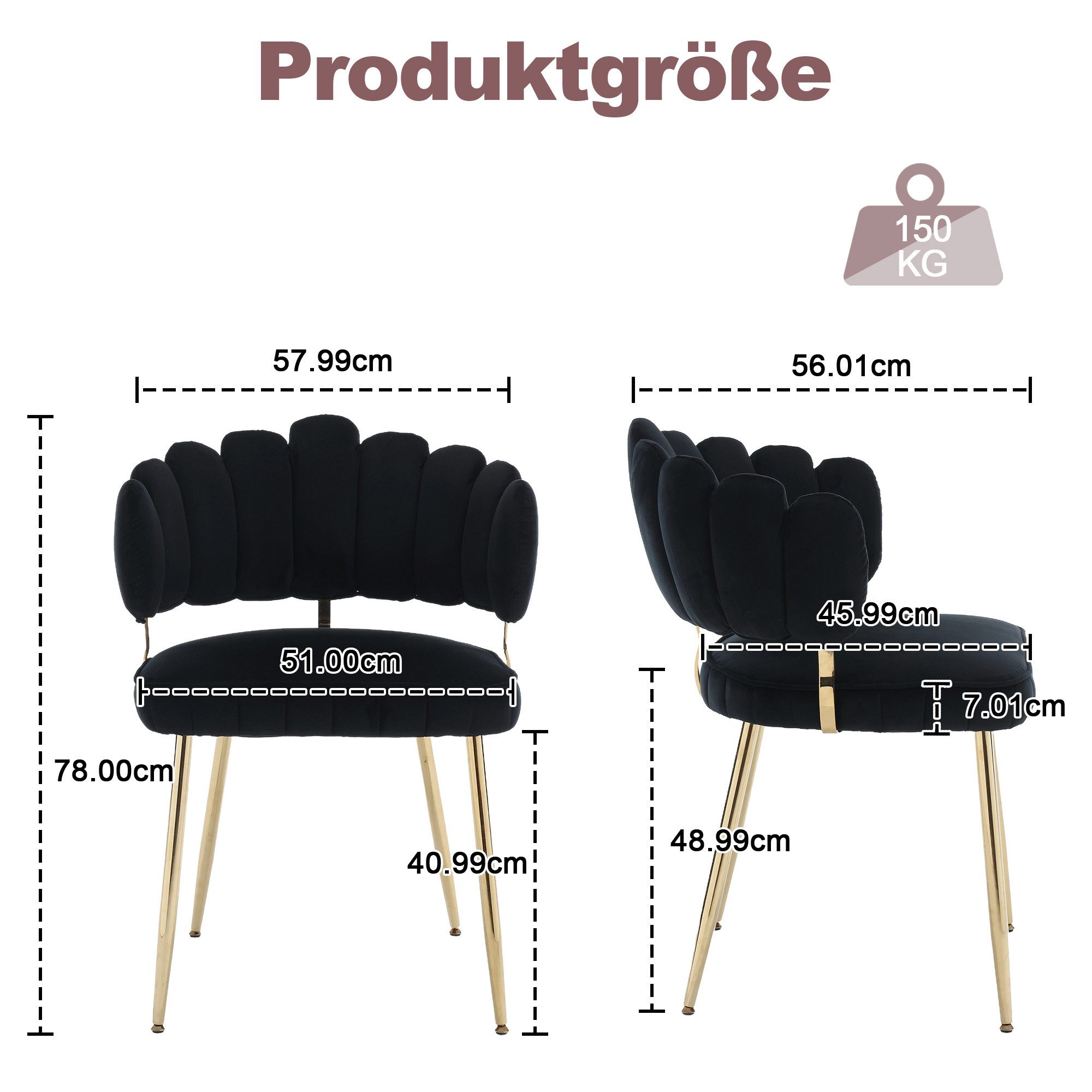 LVHOM Esszimmerstuhl Set mit goldenen Metallbeinen, günstig online kaufen