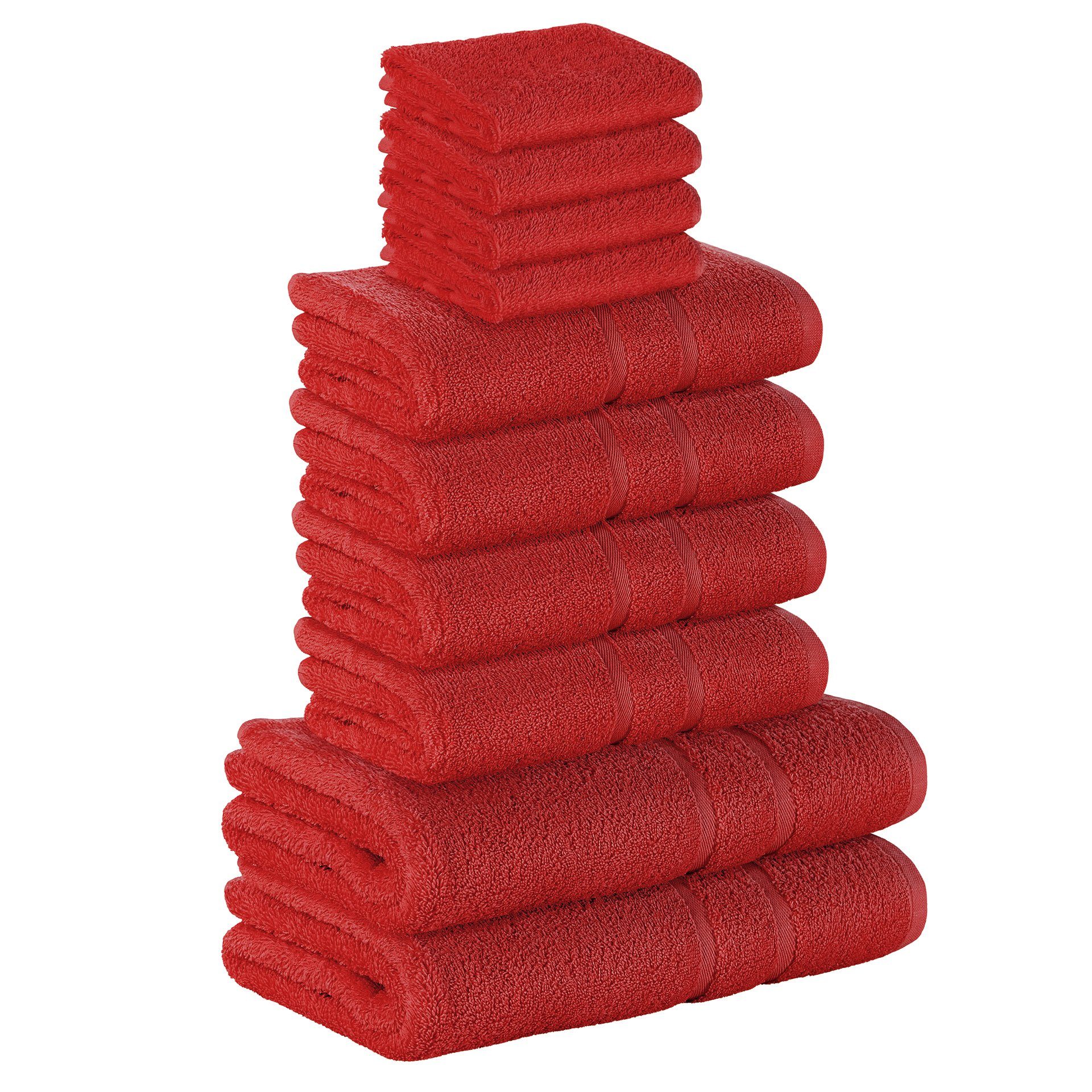 (Spar-SET) Baumwolle, StickandShine Gästehandtuch Duschtücher 100% Rot 2x 4x Handtuch 4x Handtücher SET Set