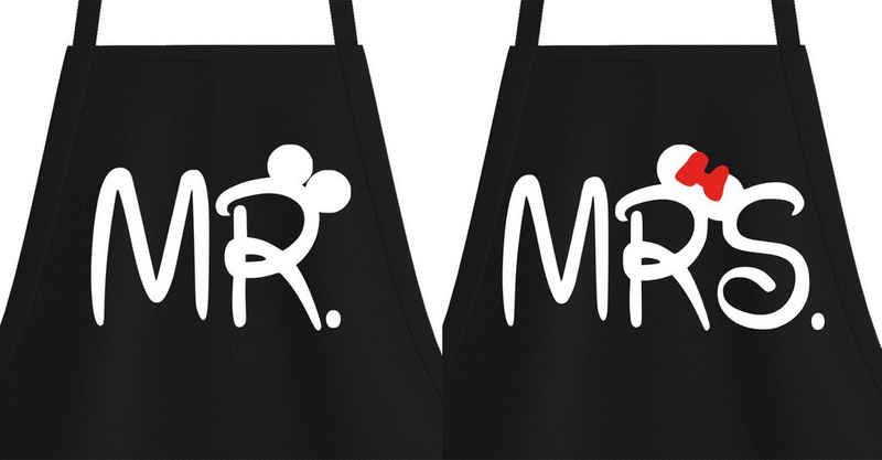 Youth Designz Kochschürze Grill Schürze MR & MRS Mister Misses Pärchen Partner, mit modischem Logo Print