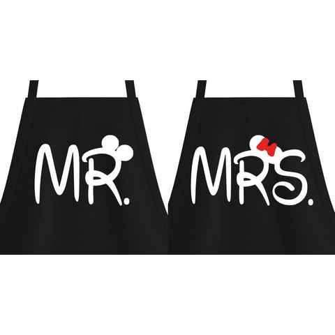 Youth Designz Kochschürze Grill Schürze MR & MRS Mister Misses Pärchen Partner, mit modischem Logo Print