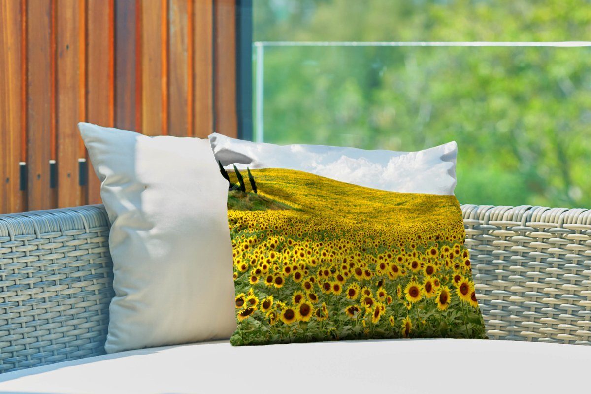 Sonnenblumen in Polyester, Dekokissen Kissenhülle Outdoor-Dekorationskissen, MuchoWow Toskana, Dekokissenbezug, der