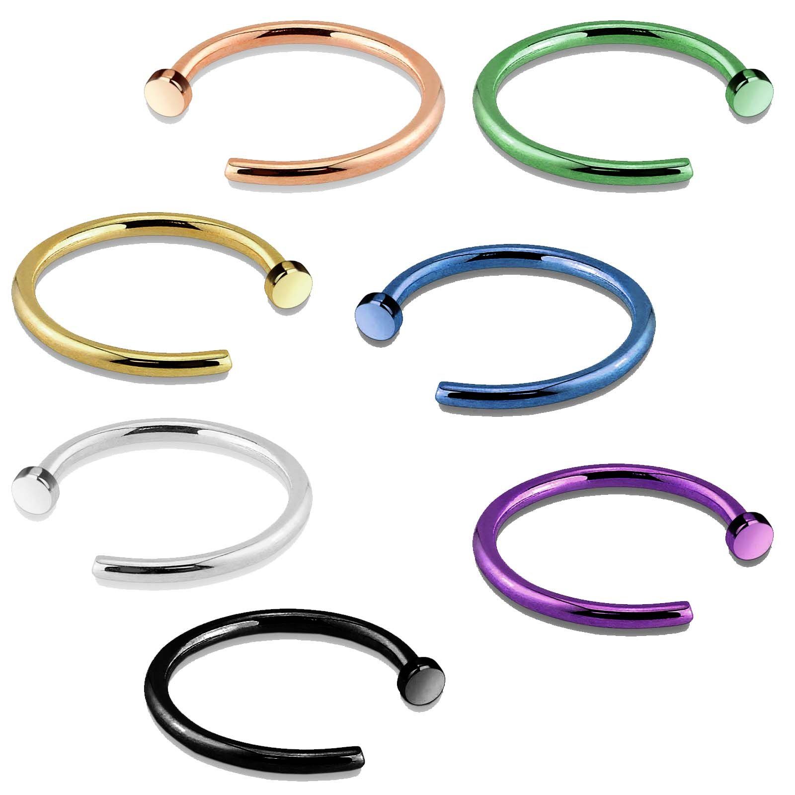 Nasenring 0,8mm Helix 316L Nasenstecker Piercing Hoop Chirurgenstahl Blau Nasenpiercing viva-adorno Ring Ohrpiercing,