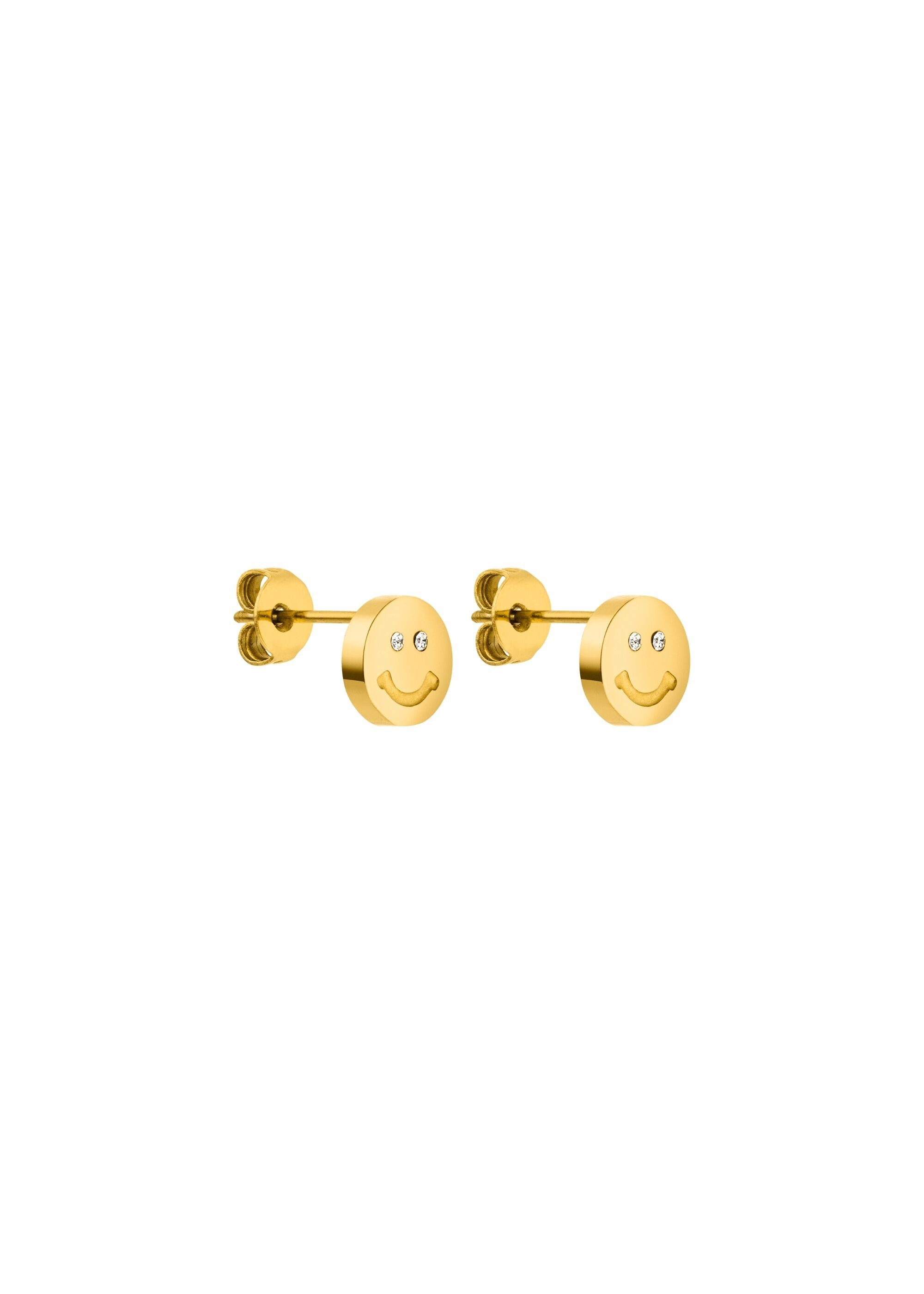 Purelei Paar Ohrstecker Feel Good, mit einem filigran gearbeiteten Smiley Gold