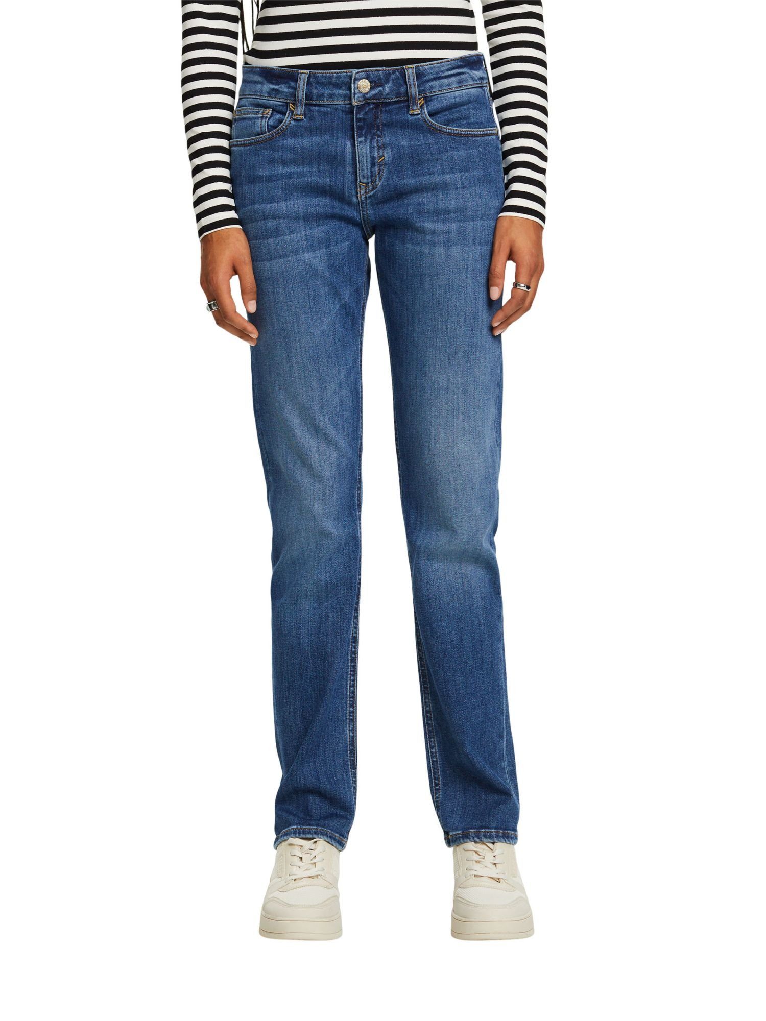 mittelhohem Straight-Jeans Esprit Gerade Bund Jeans mit geschnittene