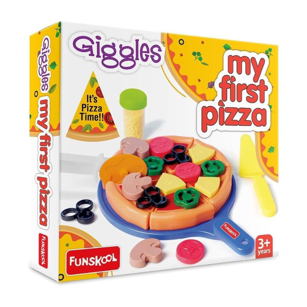 Funskool Spielwerkbank My First Pizza – Rollenspiel-Set mit 15 Belägen ab 3 Jahren, (Rollenspiel-Set Pizza, Mit 15 bunten Belägen, geeignet ab 3 Jahren), Fördert Kreativität, Fantasie & soziale Fähigkeiten