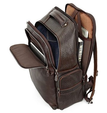 OKWISH Laptoprucksack Rucksack Lederrucksack Reiserucksack Schultertasche Schulrucksack (Echtes Leder Notebook Laptop Tasche Schule Uni Rucksack Vintage, Backpack mit Laptopfach, Echtleder, luxuriös, Luxus), für Herren Damen Jungen Teenager Freizeit Arbeit Business Reisen