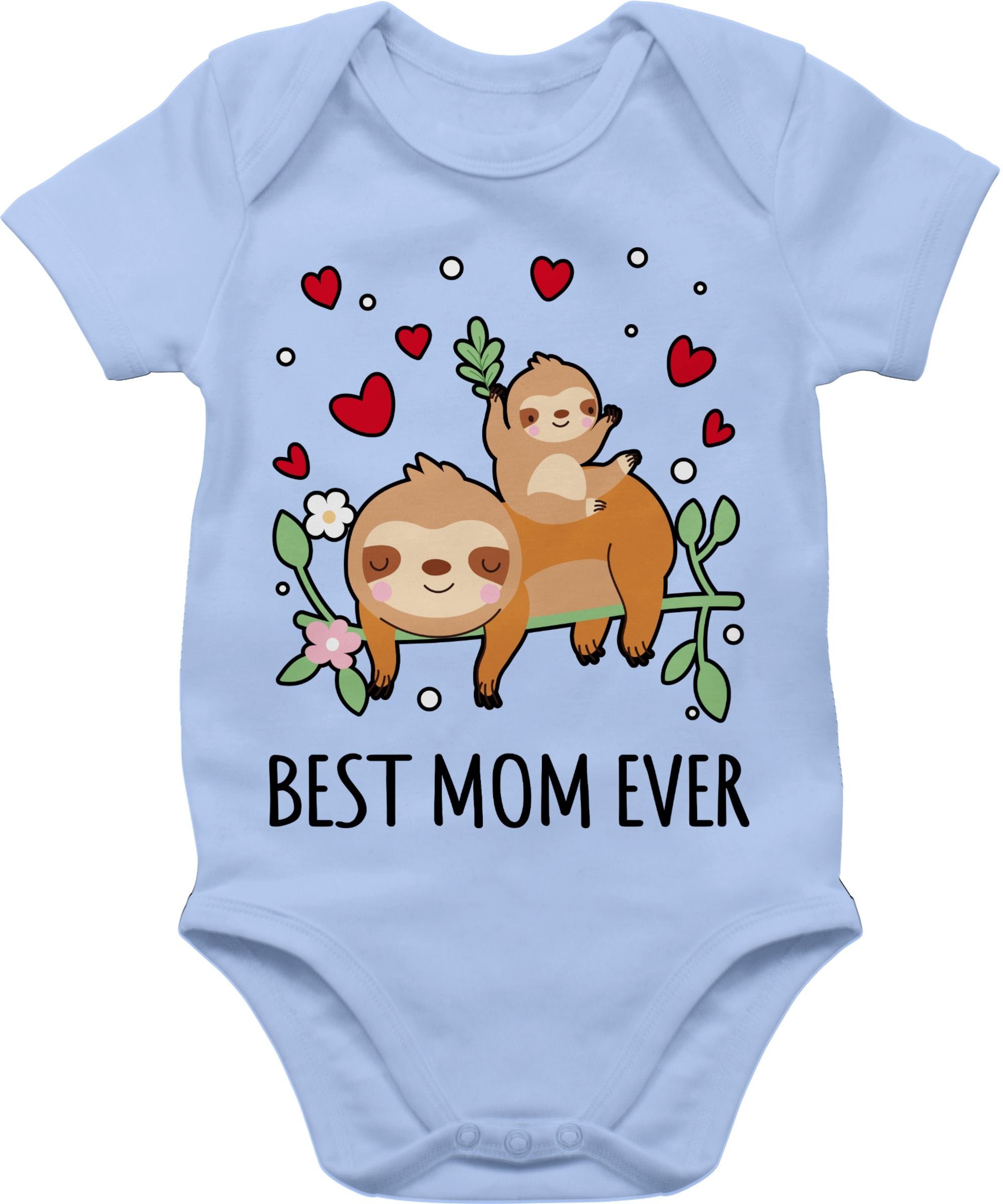 ever Mom Best - Babyblau Faultiere (1-tlg) Muttertagsgeschenk Shirtracer 3 Shirtbody