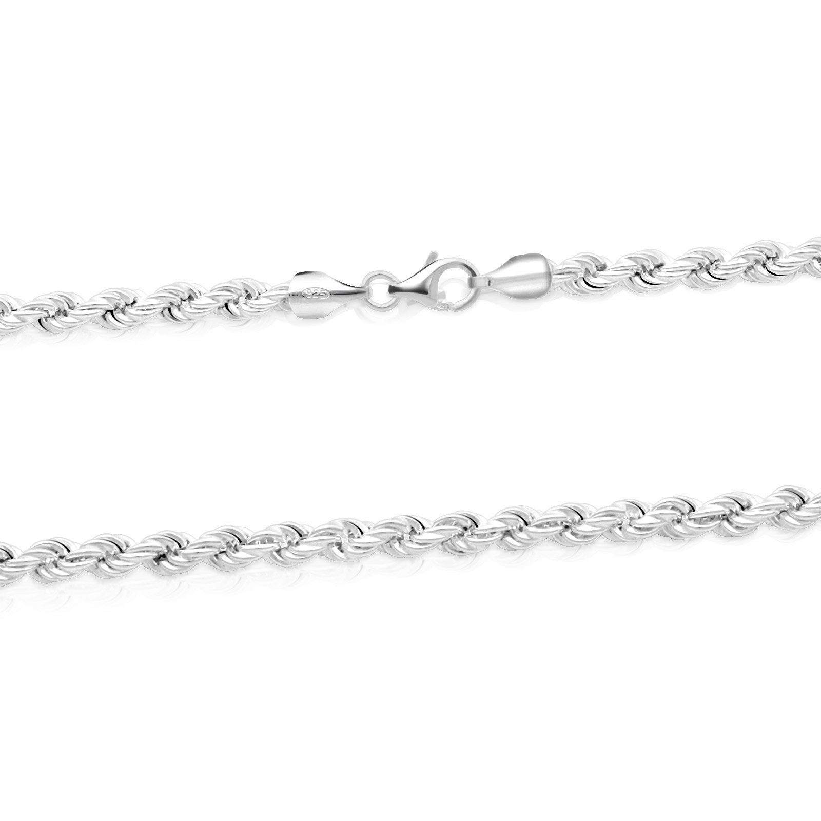 Tony Fein Silberkette Kordelkette Massiv und für Damen 925er 5mm Made Silber in Halskette, Herren Italy Sterling