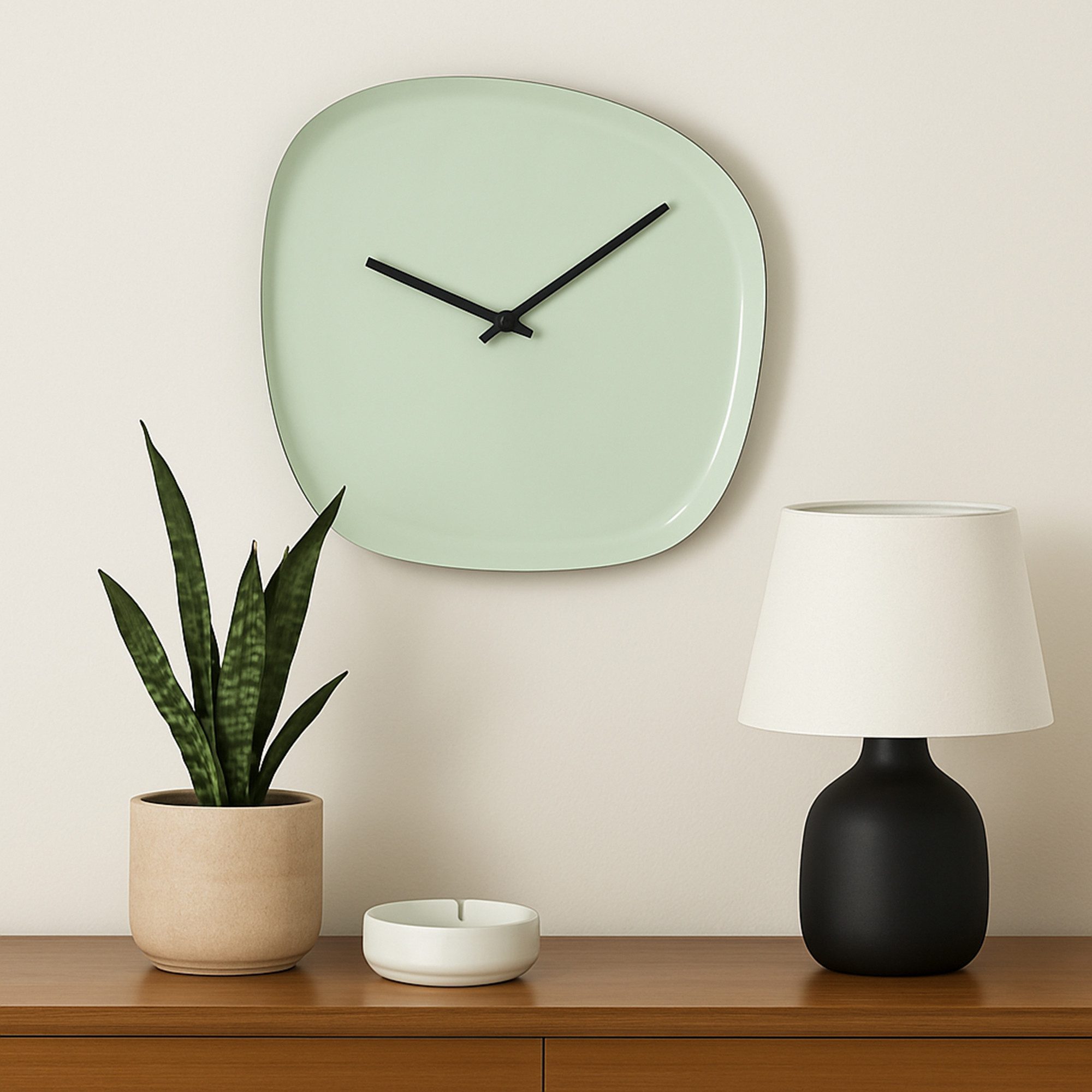furnling Wanduhr Tomu (moderne Uhr in organischer Form, mit Aufhängung, Ø 42 cm, grün)