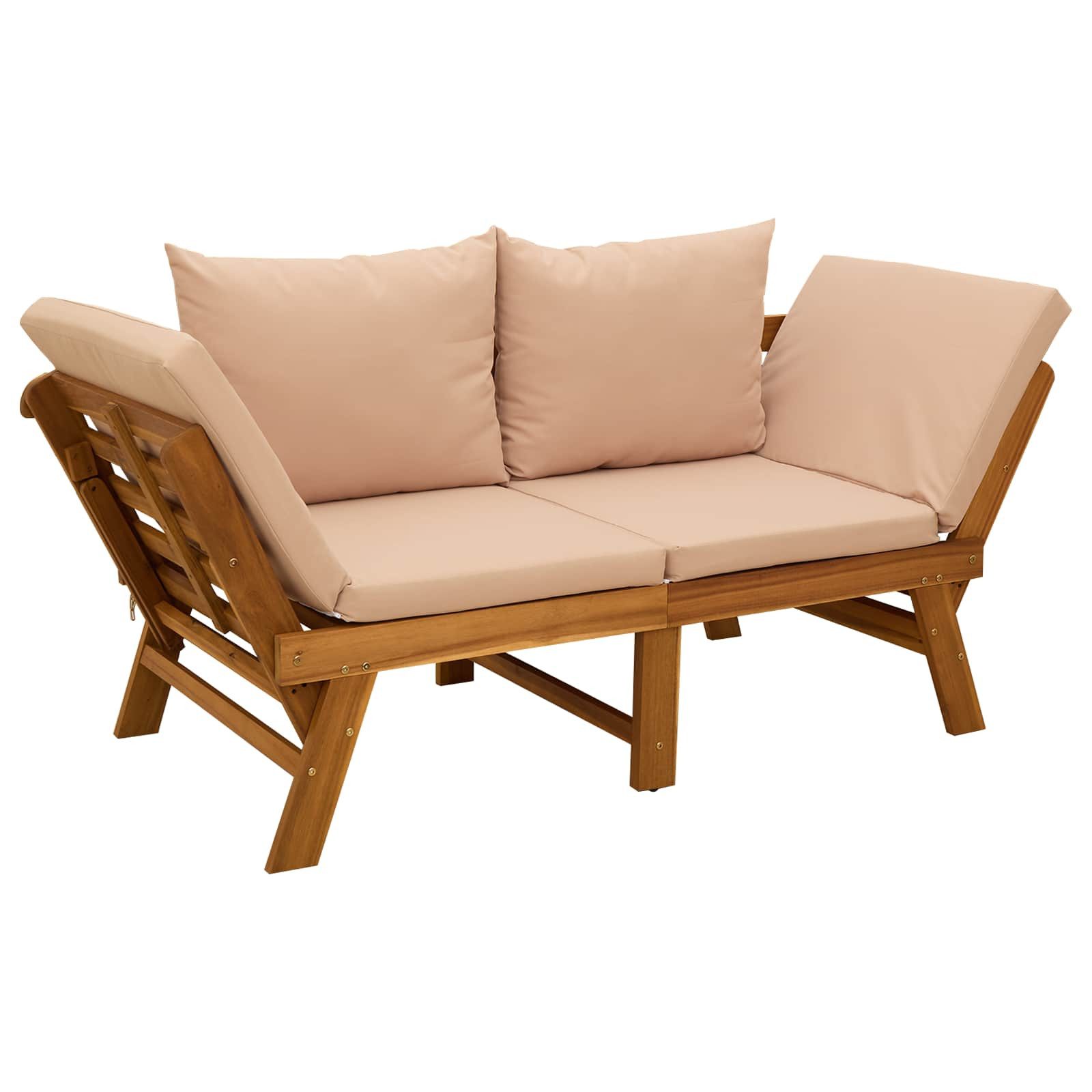 vidaXL Gartenbank 3-in-1 Gartenbank mit Kissen Massives nholz Natur (1-St)