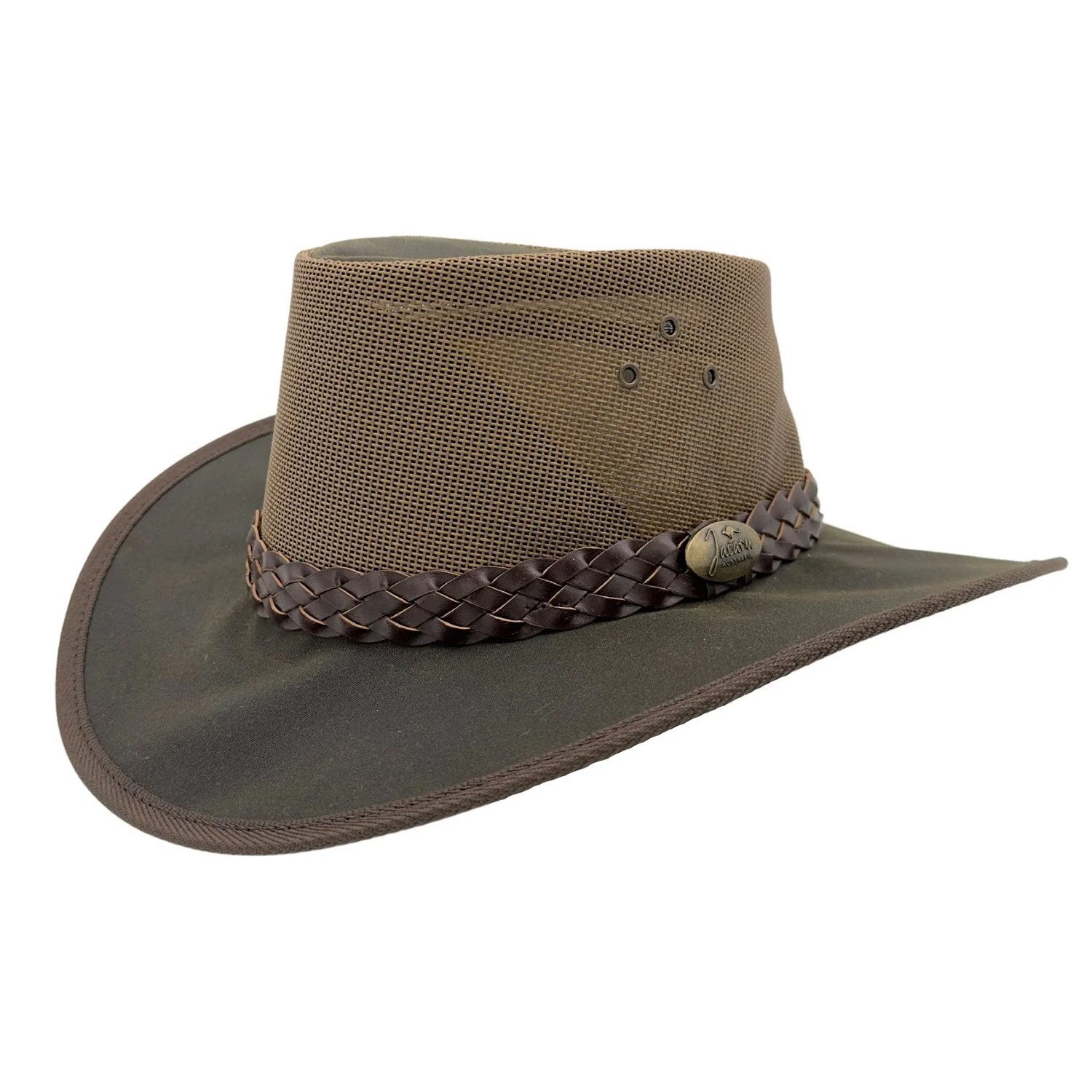 Jacaru Australia Cowboyhut Outbacker Outdoorhut Breeze mit Netzblock UPF 50+ Hutband optional erhältlich