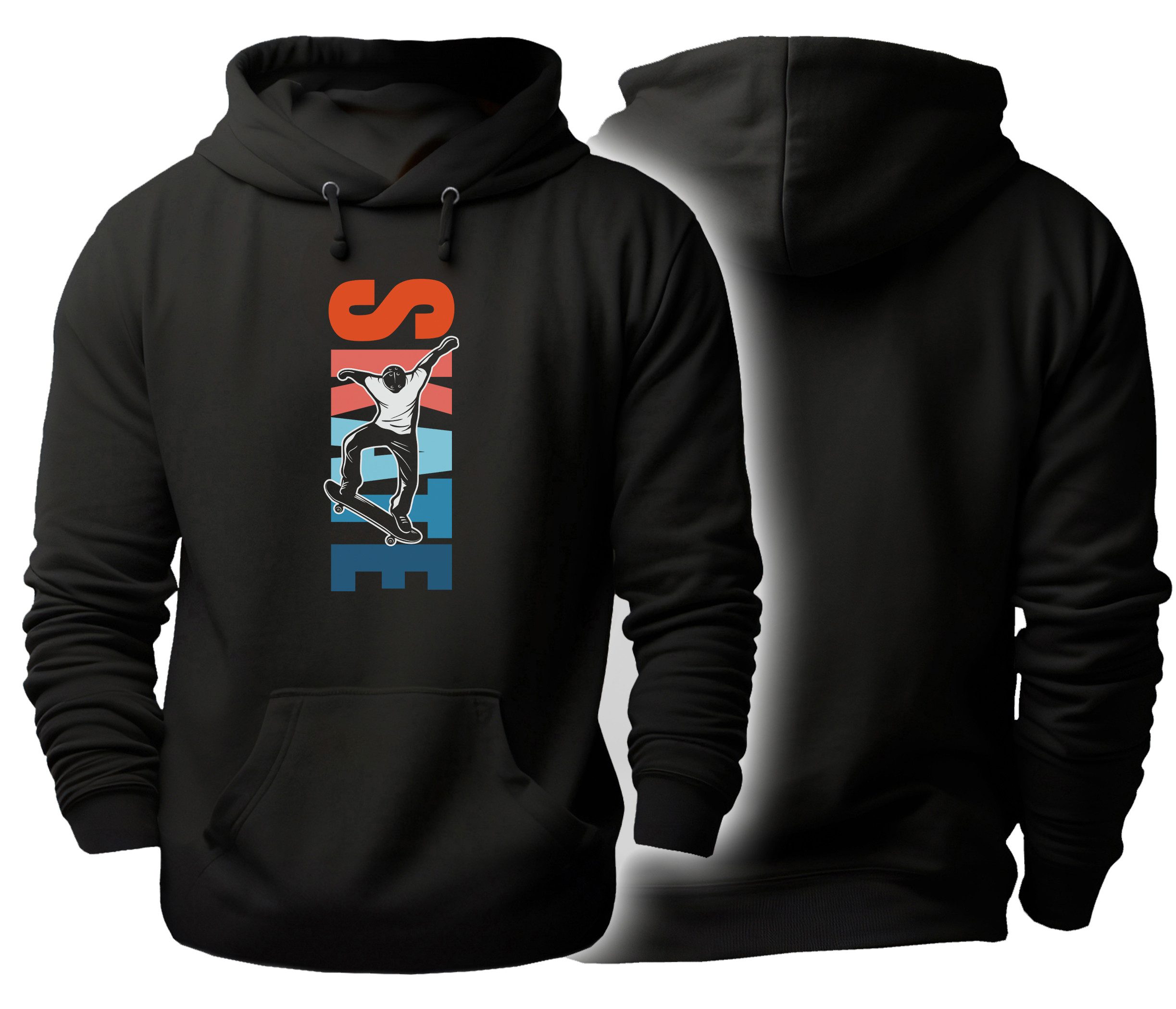 MyDesign24 Hoodie Skater Kapuzen Pullover Schwarzer Männer und Frauen Hoodie Gr.XS i550