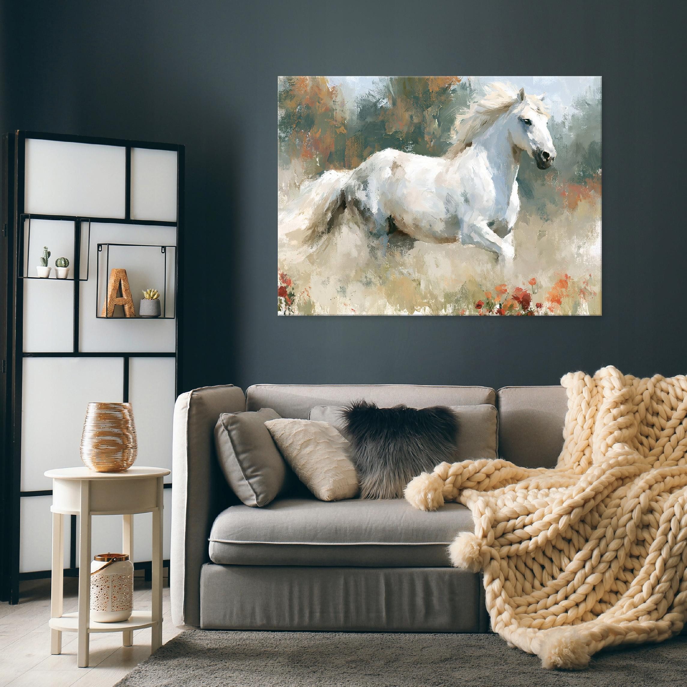 Wallarena Leinwandbild Pferd lichtecht fertig aufgespannt Wohnzimmer Schlafzimmer 60x40 cm, Pferd, 40 x 30 cm