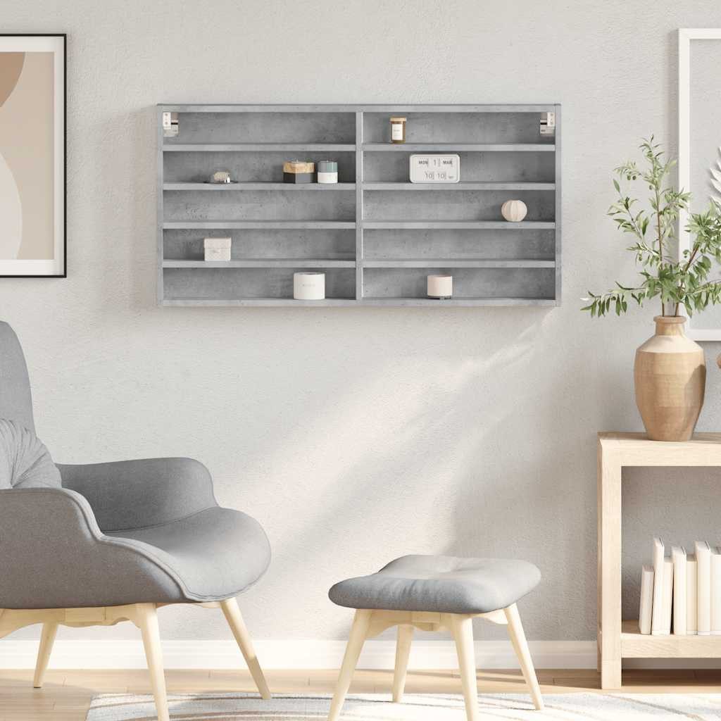 vidaXL Regal Vitrinenschrank Betongrau 100x8,5x50 cm günstig online kaufen