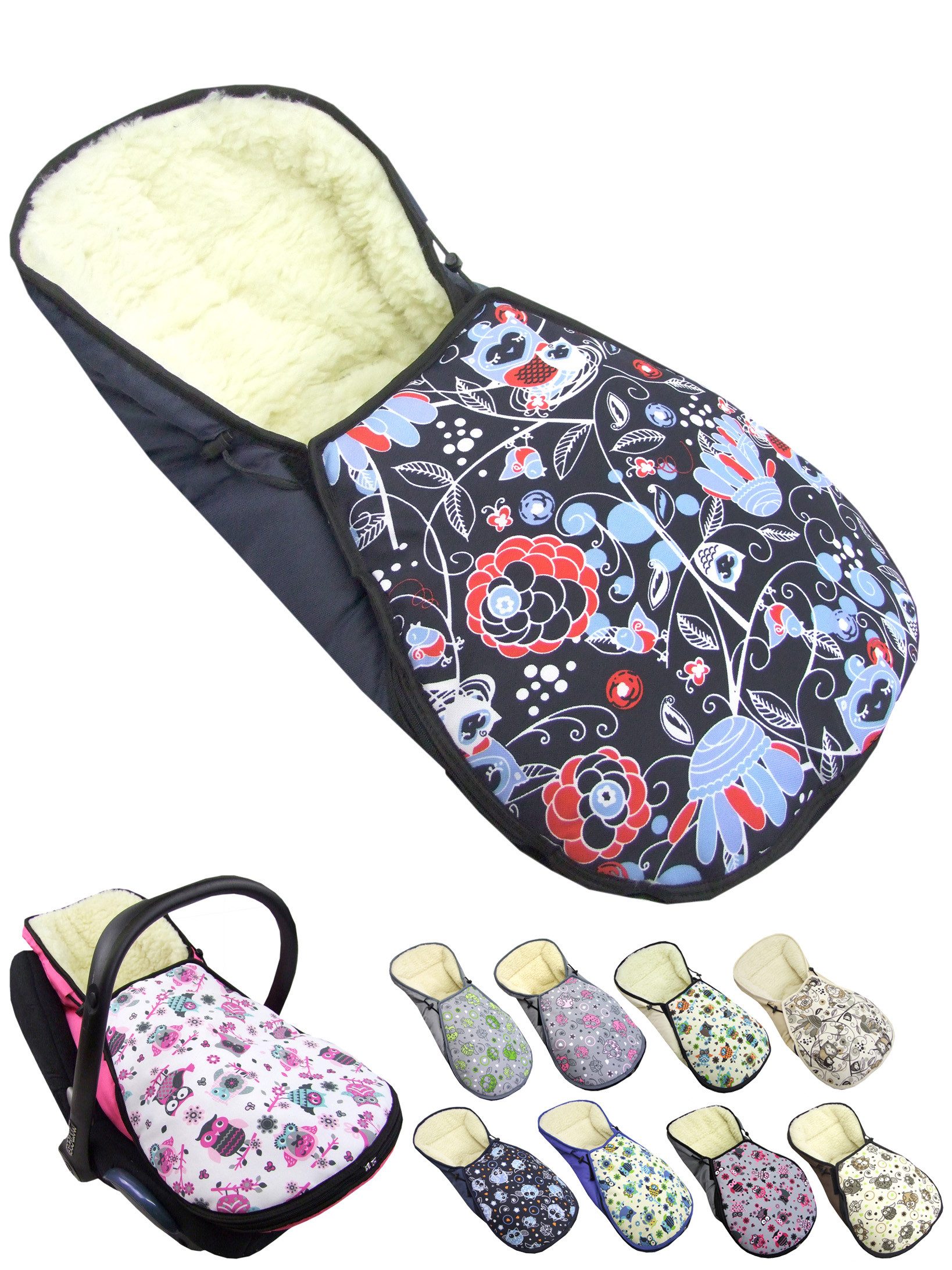 Fußsack Winterfußsack für Babyschale kompatibel mit Maxi-Cosi mit Wolle