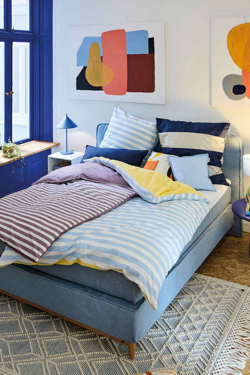 Kissenhülle new bedroom, STRIPES WITH A KICK, 40x40cm oder 40x80cm, TOM TAILOR HOME (1 Stück), mit Wendemotiv, farbiger Paspel und Markenreißverschluss