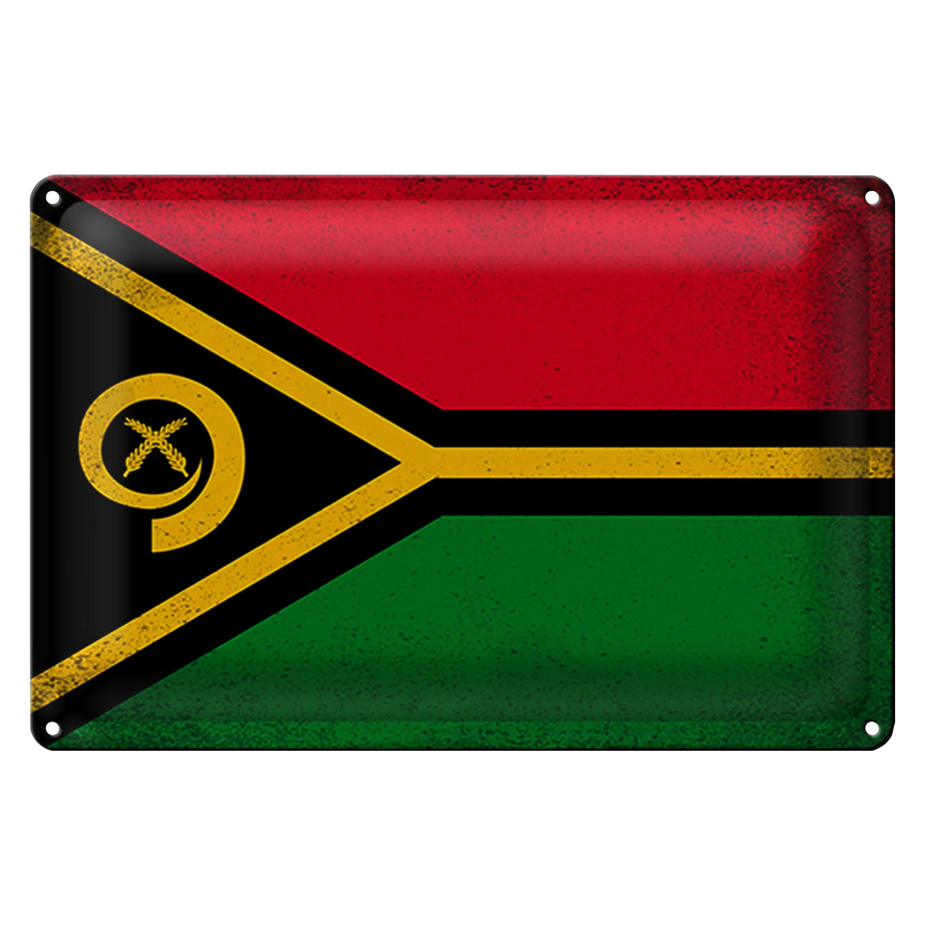 Metallschild Flagge Vanuatu 18x12cm Flag of Vanuatu Vintage