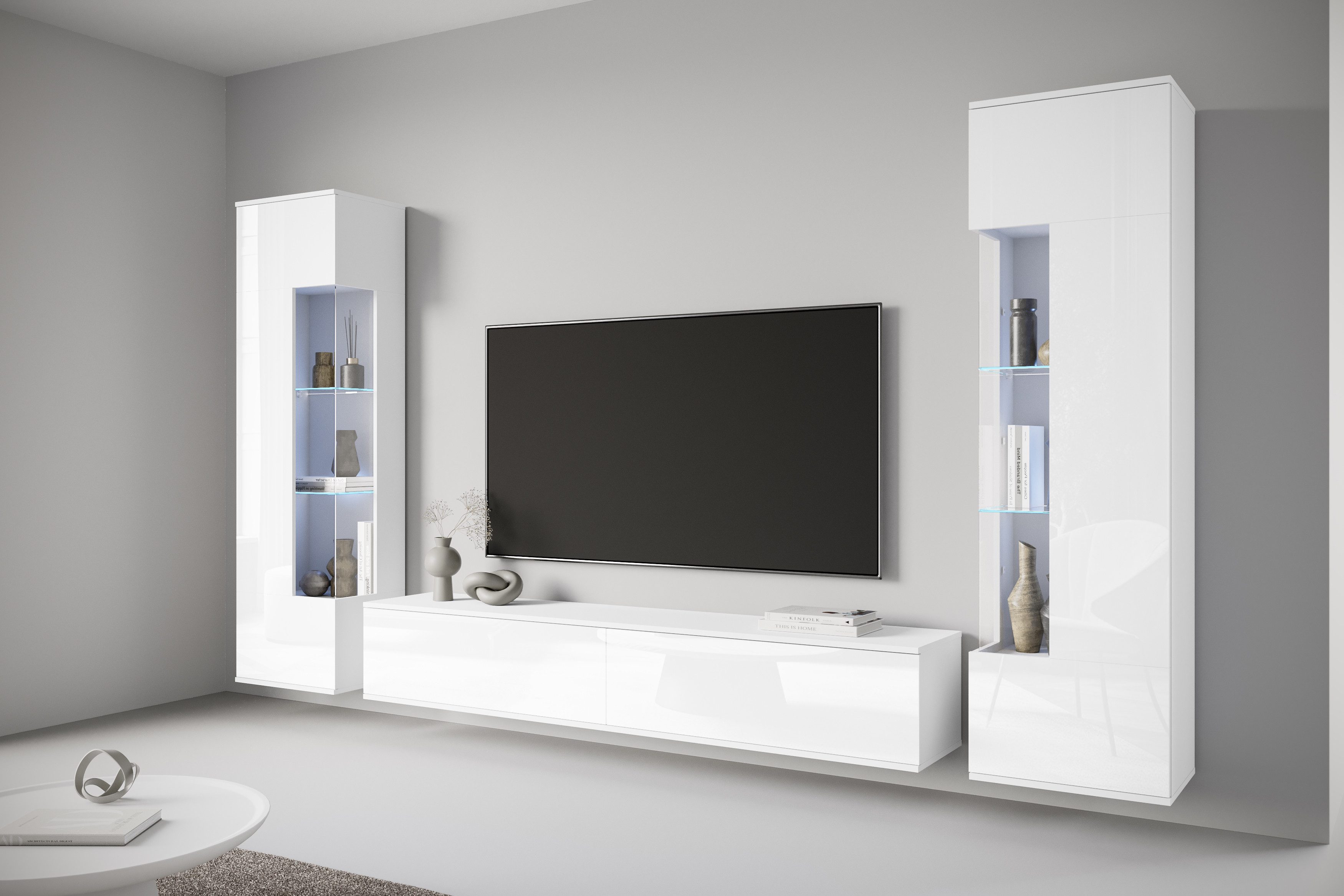 INOSIGN Wohnwand Kenia, Vitrine Türanschlag links/rechts wechselbar, (3-St) günstig online kaufen