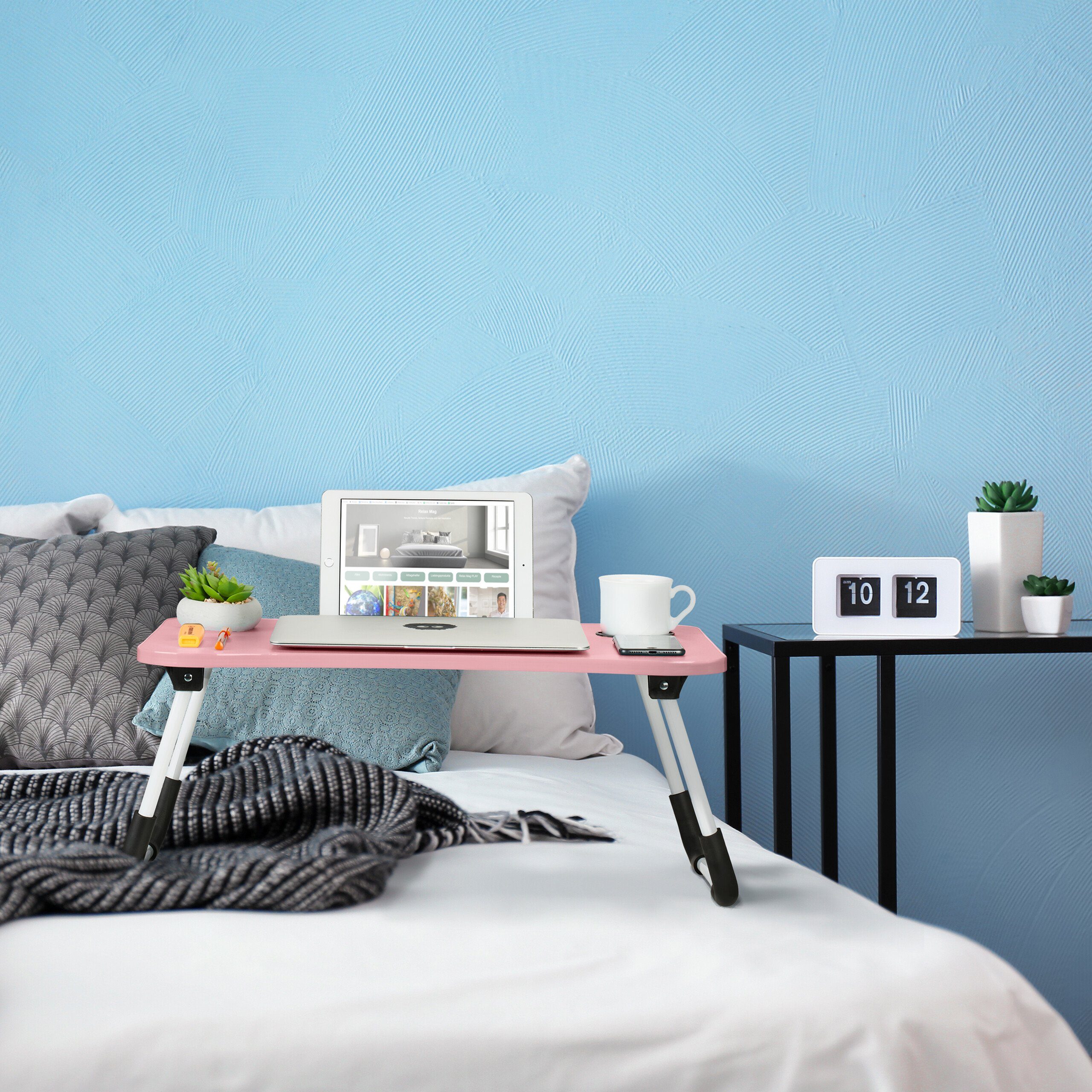 relaxdays Laptoptisch mit Tablet & Getränkehalt günstig online kaufen