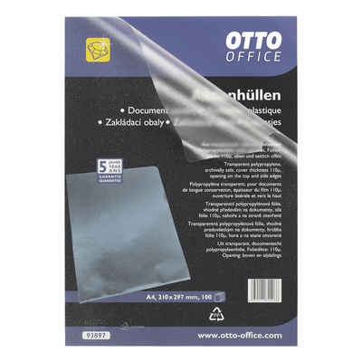 Otto Office Premium Prospekthülle Premium, 100 Stück, genarbt, Format A4, oben/seitlich offen