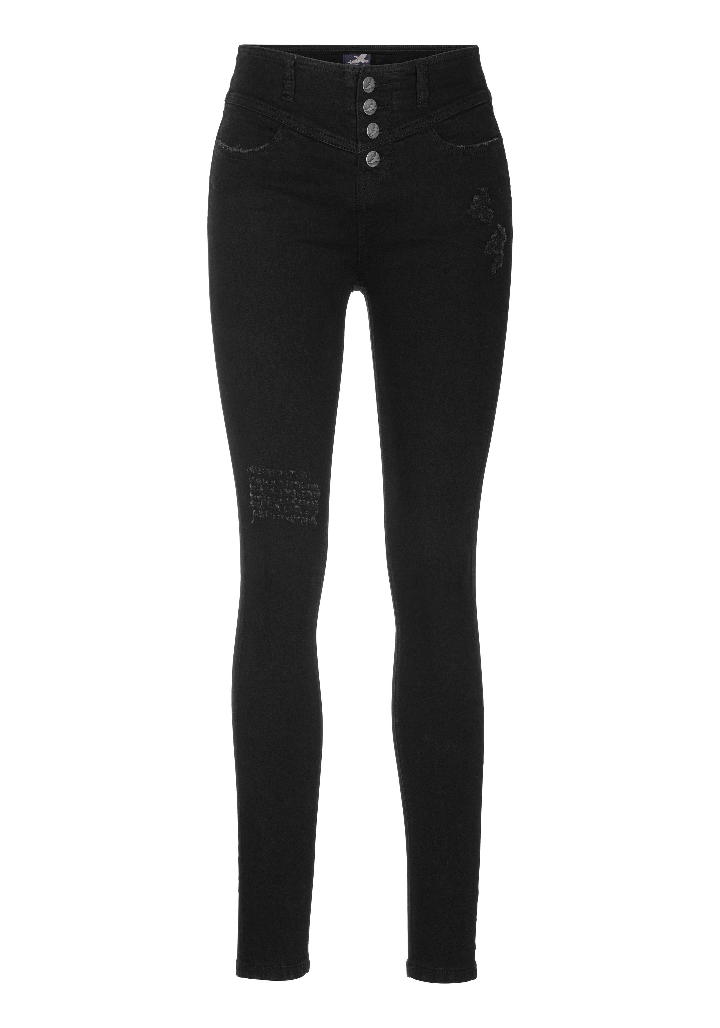 Waist Skinny-fit-Jeans Arizona Ultra black-washed High Stretch