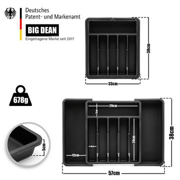 BigDean Besteckeinsatz Schubladen Organizer aus Kunststoff in Schwarz