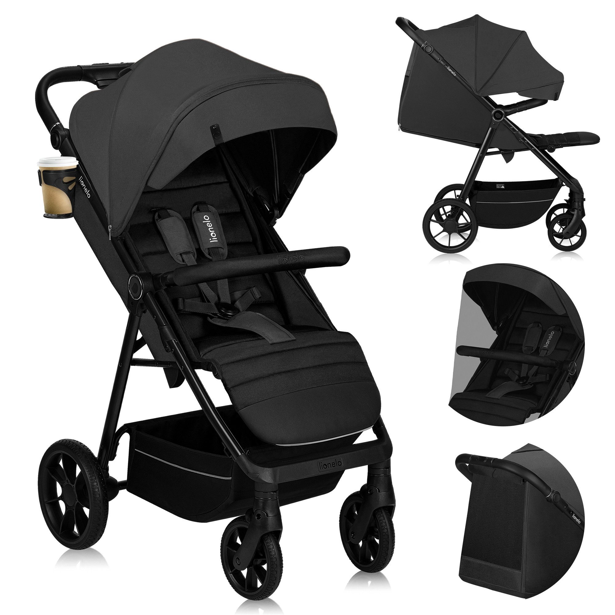 lionelo Kinder-Buggy MIRRA, (Set), PU-Allterrainräder/UPF50+/92cmLiegefläche/verstellbarerGriff