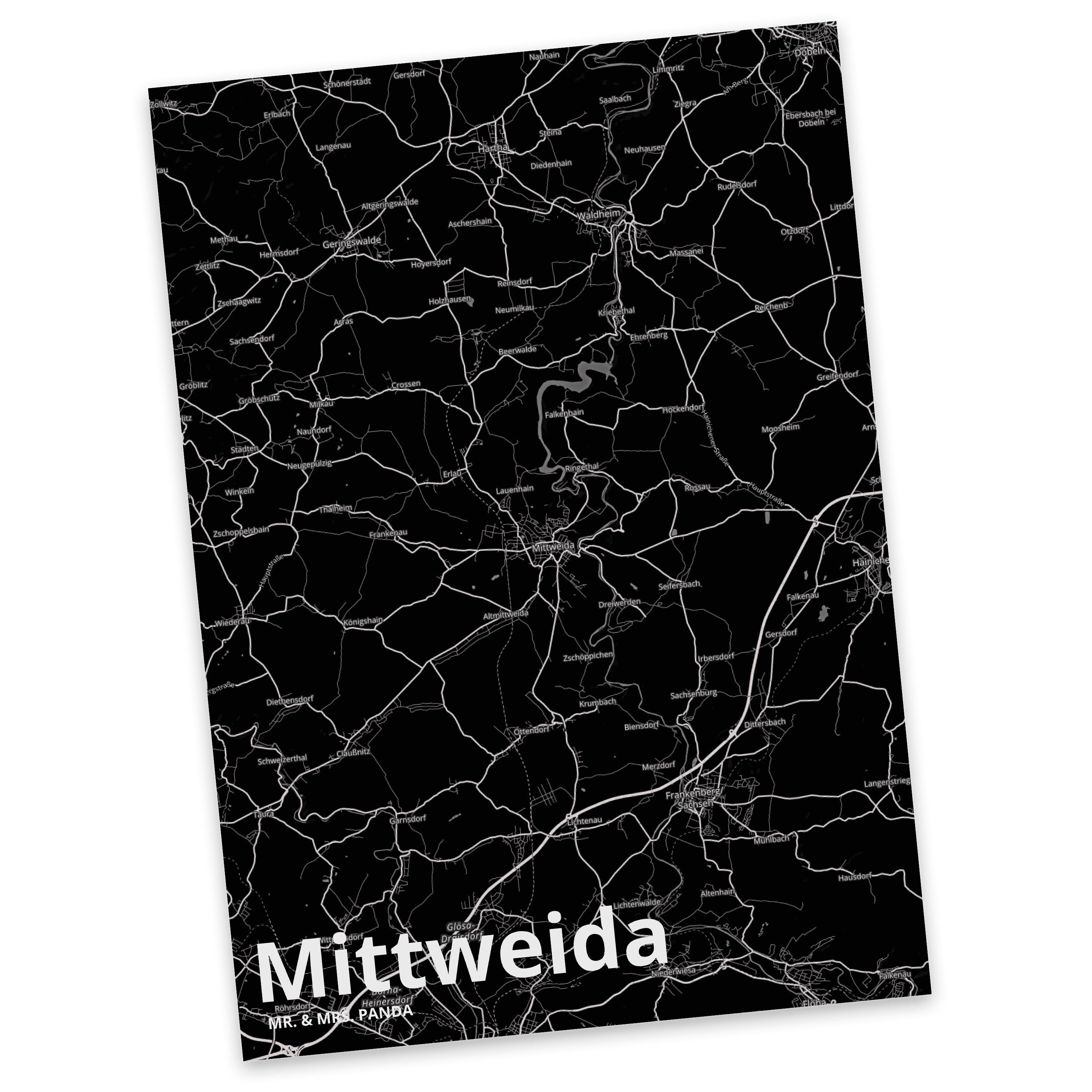 Mr. & Mrs. Dorf Landkarte Mittweida Panda Geschenk, Postkarte M Grußkarte, - Karte Stadt Städte