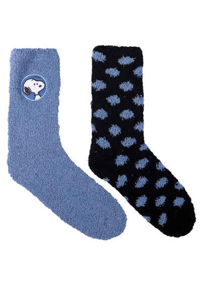 United Labels® Socken The Peanuts Snoopy Kuschelsocken Damen warme Socken Blau (2er Pack)