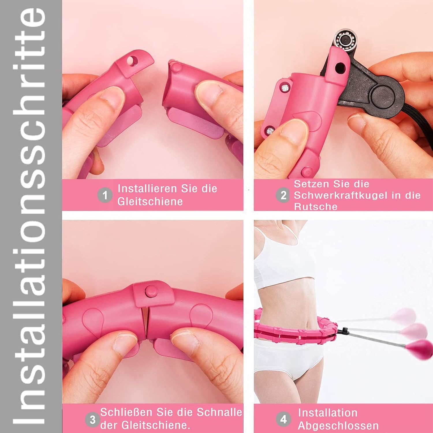 Vivitar Hula-Hoop-Reifen mit Gewicht Kugel, 24 abnehmbaren Teile, gewichteter Hula-Hoop (360° Massage, Verstellbare Größe von 65cm bis 120cm Taillenumfang, Stabiler & Leiser Hoola Hoop, 24-tlg., Bauchmassage, Heimtraining, Fettverbrennung, Fitness, Gewichtsverlust), Perfekt für effektiven Gewichtsverlust und Spaß beim Training