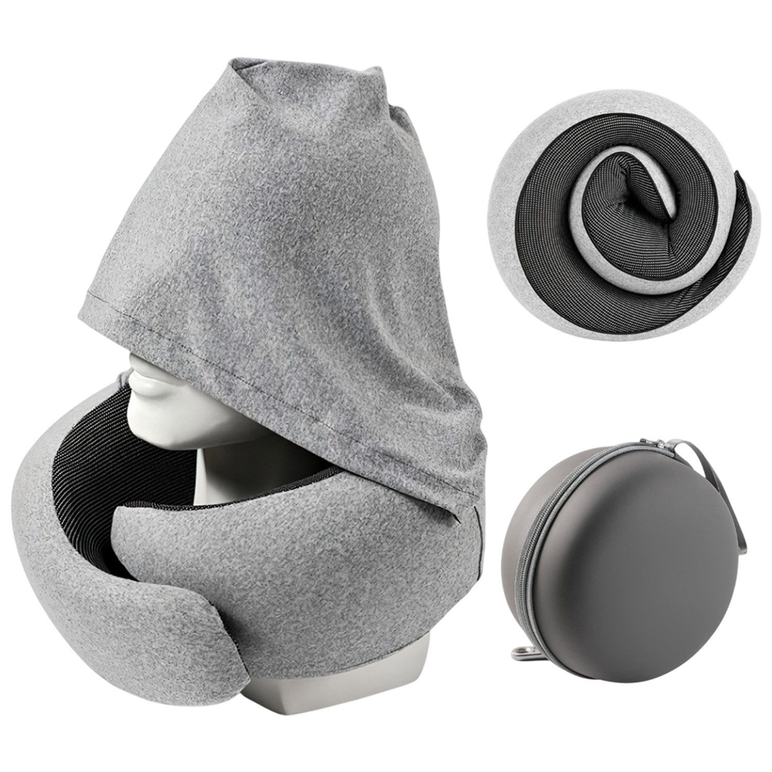 Nackenkissen Kapuzen-Reisekissen,Nackenkissen mit Klettverschluss,Nackenhörnchen