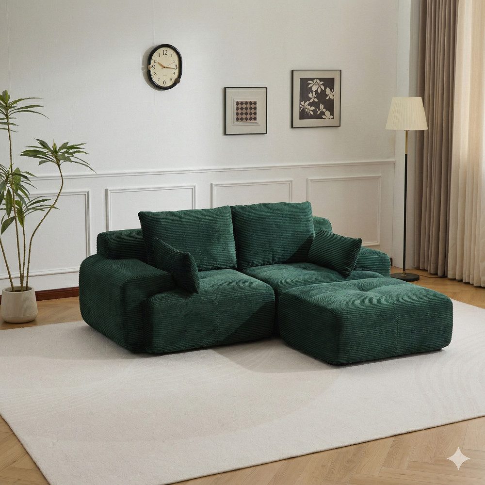 Leawin Sofa 2-Sitzer Sofa ohne Montage, Cordstoff, ergonomisch & platzsparend, Modulares Sofa mit 32D Polsterung für Wohnzimmer & kleine Räume