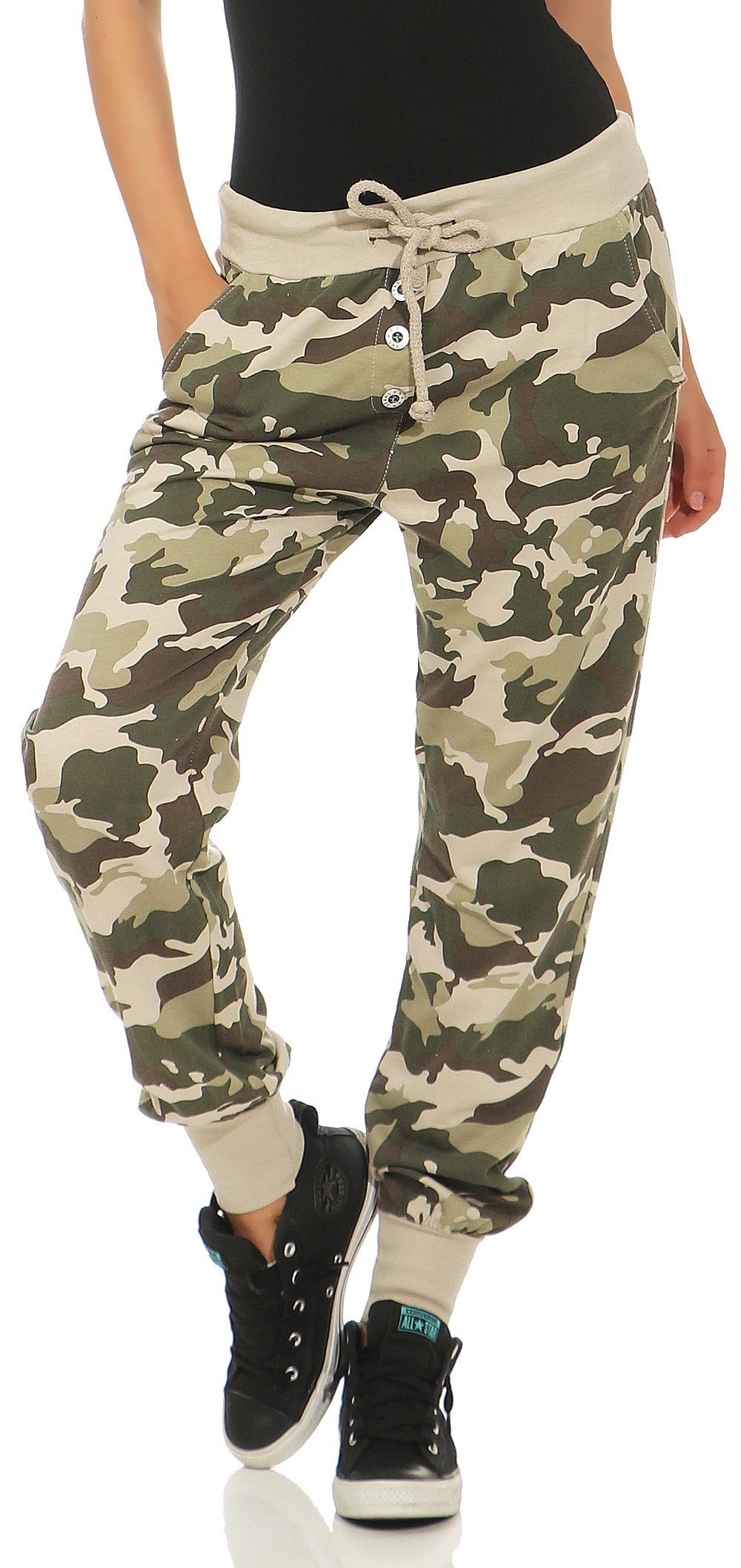 malito more than fashion Jogginghose 8019 Sweathose im Camouflage Look beige