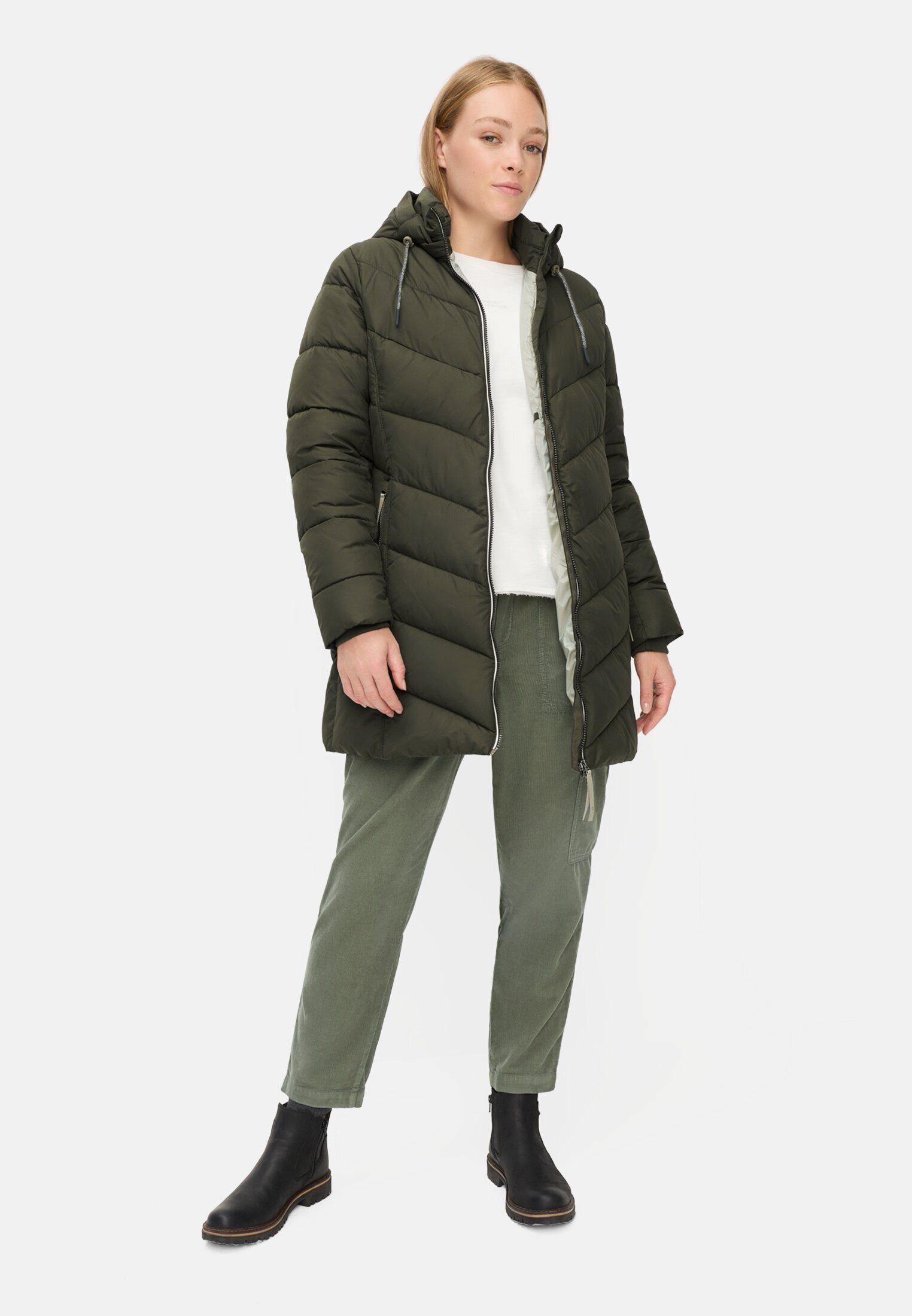 camel active Steppjacke mit abnehmbarer Kapuze Langarm