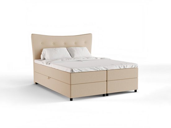 PANDA MÖBEL GmbH Boxspringbett NEVADA mit Bettkasten 140x200 cm Faro 16