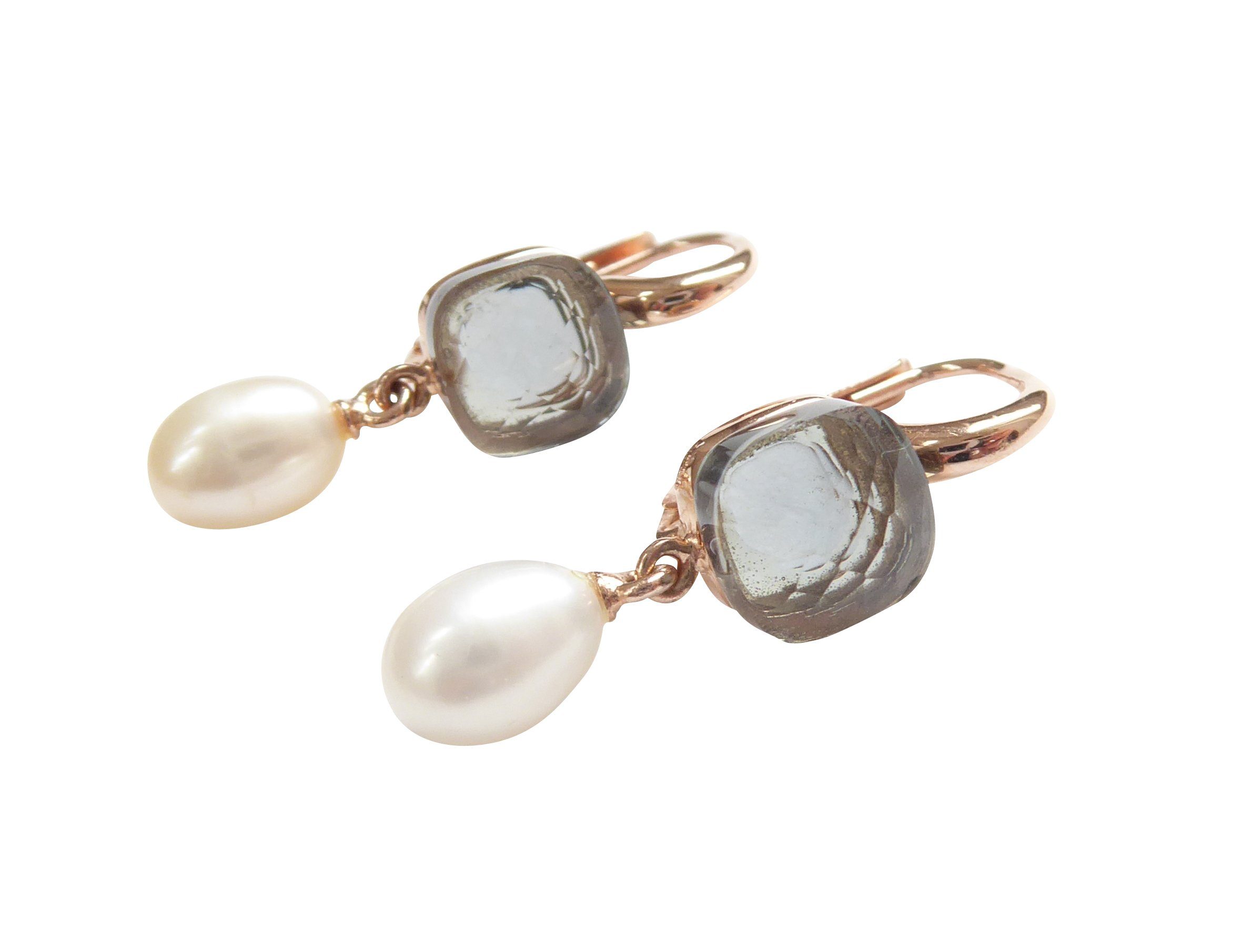 Mugello Paar Ohrhänger Pietra Perle graublau Süßwasserperle klassisch elegant, made in Italy, Sterlingsilber mit 18K Rotvergoldung