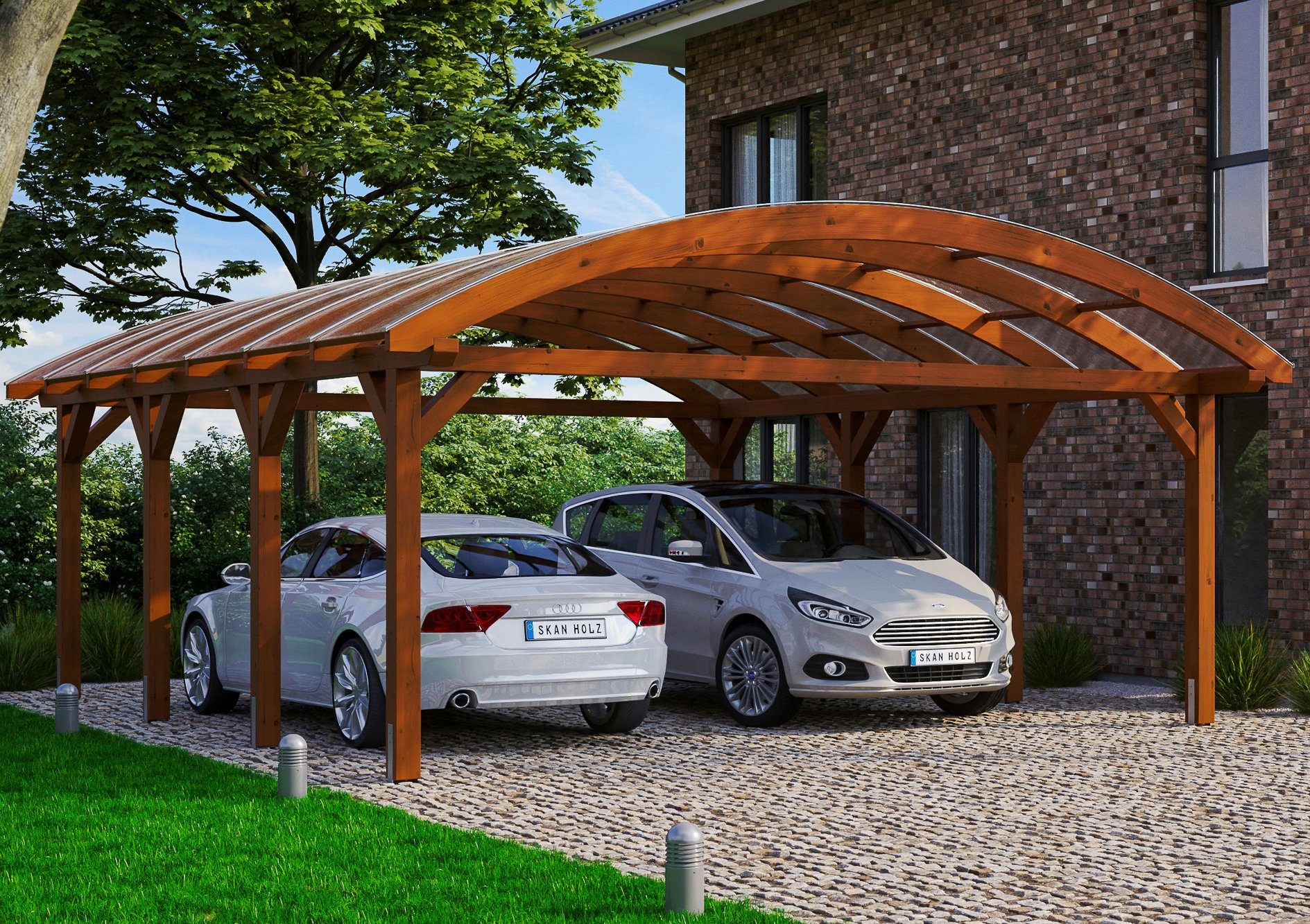 Skanholz Doppelcarport Franken, BxT: 635x755 cm, 220 cm Einfahrtshöhe