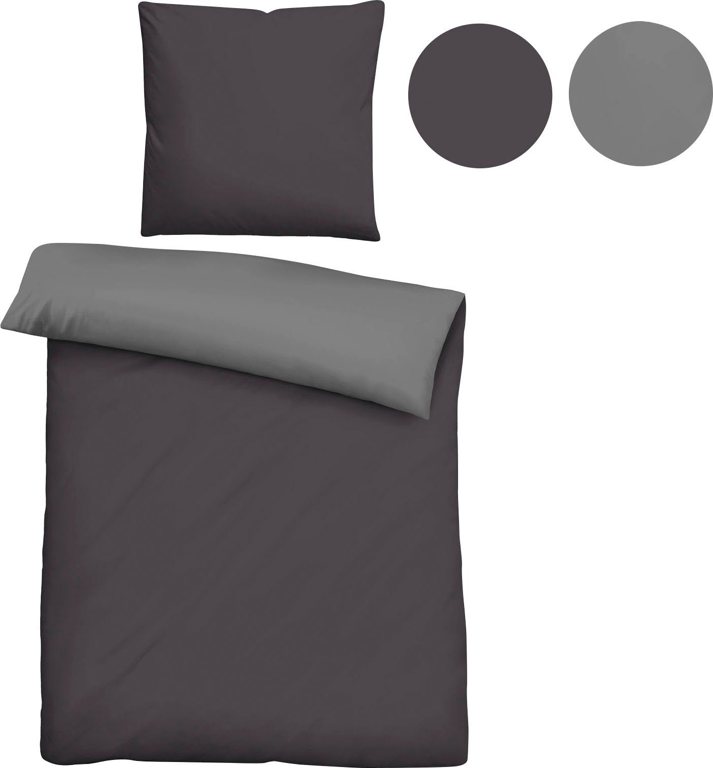 Biberna Wendebettwäsche Alma in Gr. 135x200, 155x220 oder 200x200 cm, Linon, 2 teilig, Bettwäsche aus Baumwolle, Reißverschluss, Bettwäsche mit Wendeoptik – Bild 2 von 5