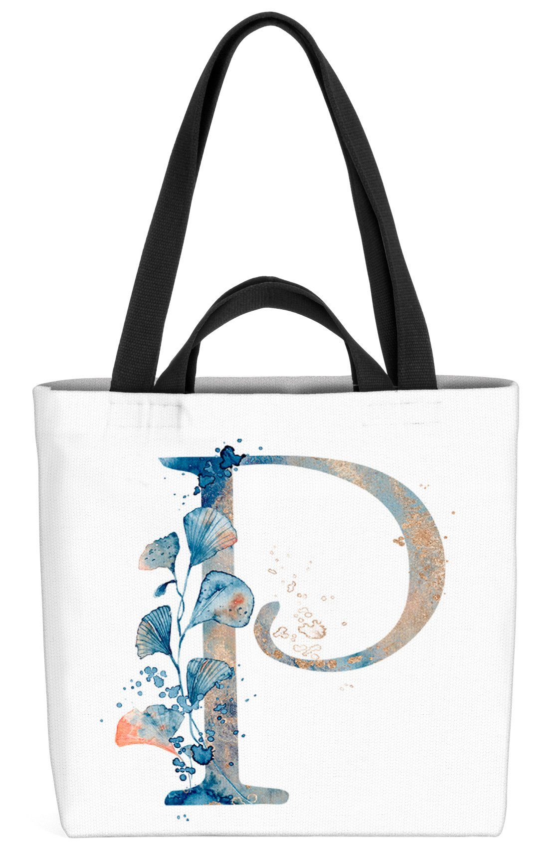 VOID Henkeltasche (1-tlg), P Buchstaben Schrift Namen P Buchstabe Namen Wasserfarben Geburtstag