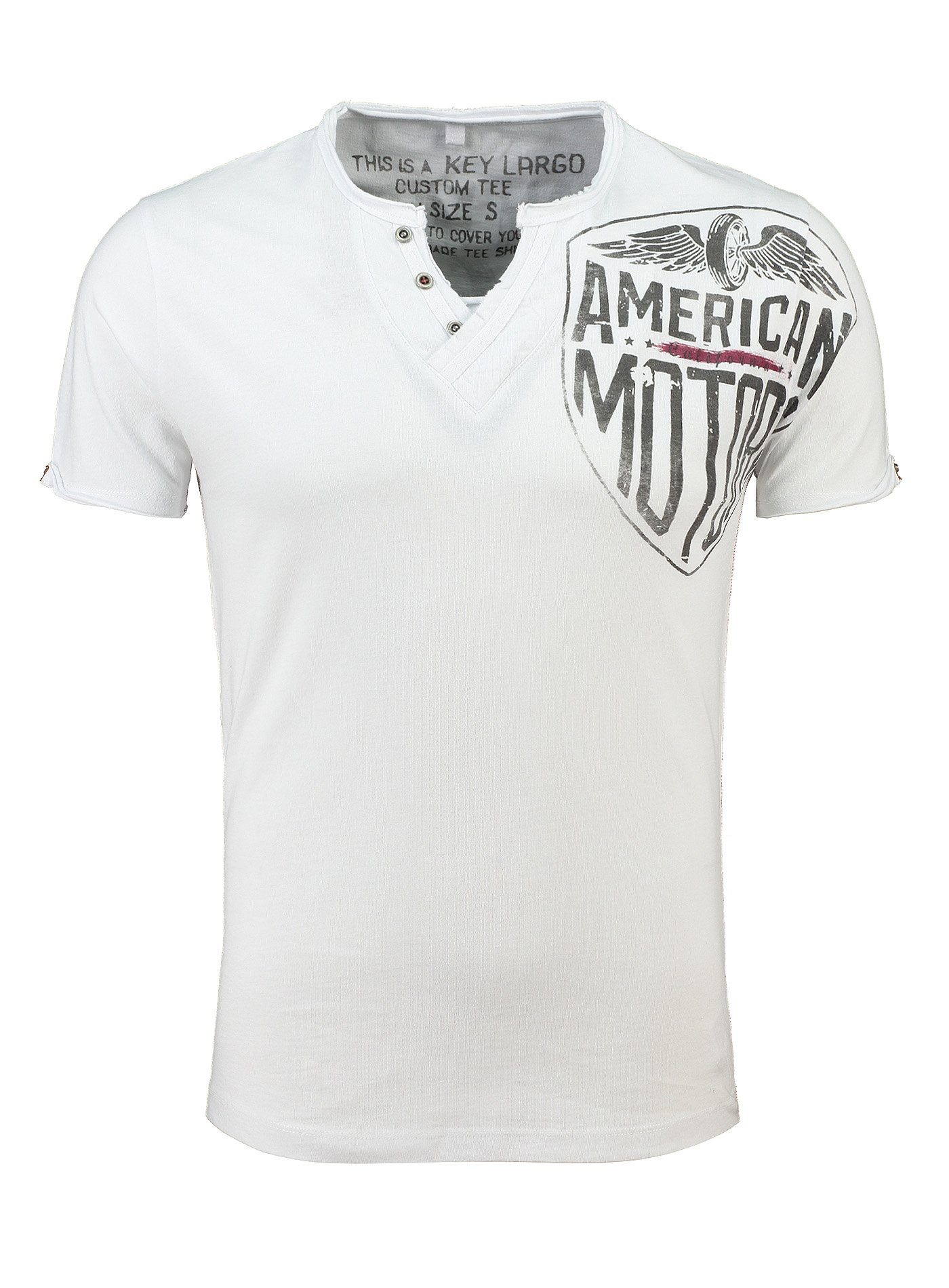 Key Largo T-Shirt mit trendigem Brust- und Rückenprint weiß