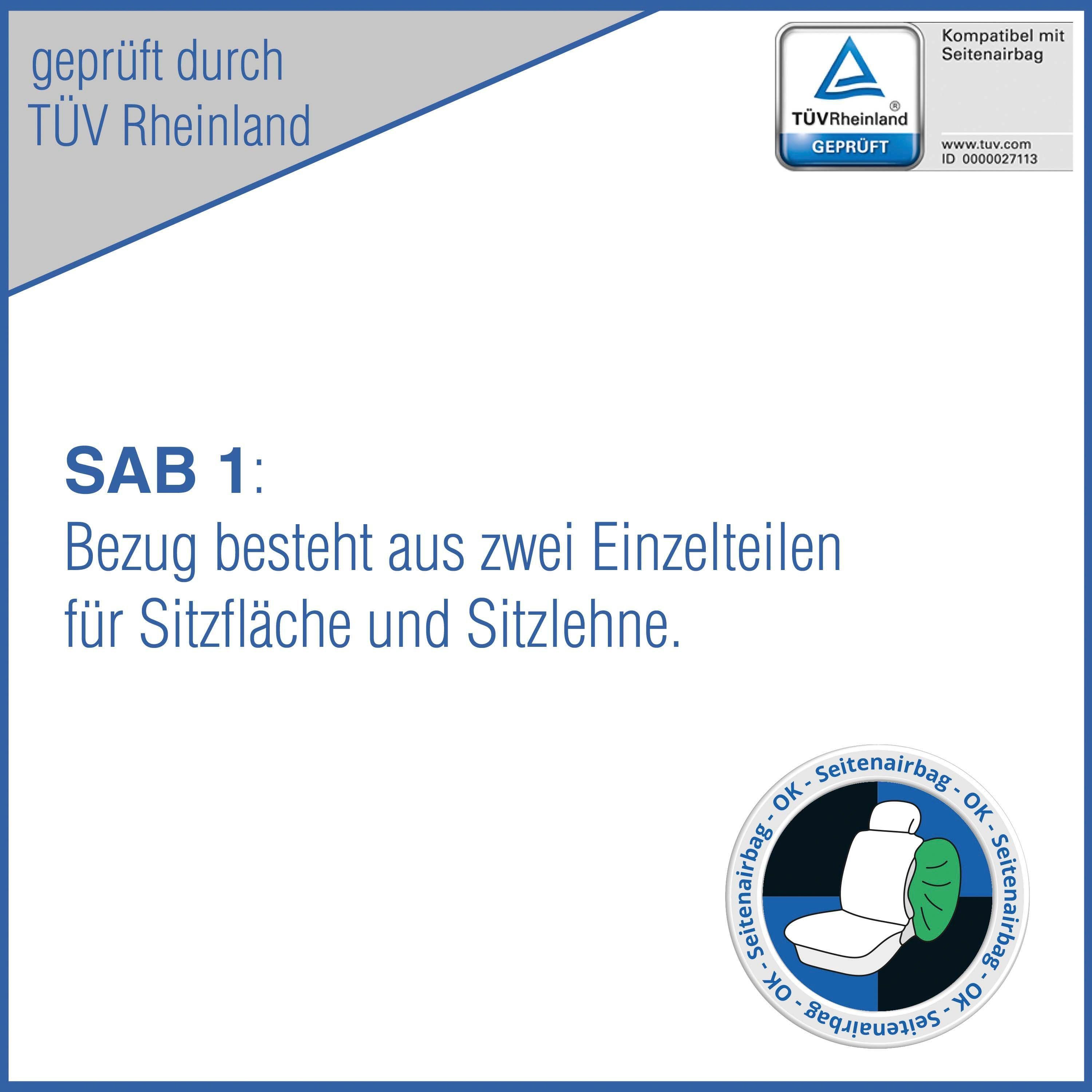 "Samoa", Fahrzeuge universal, 1 Petex mit/ohne Vordersitzgarnitur 6-tlg rot Seitenairbag, für SAB Autositzbezug Geeignet