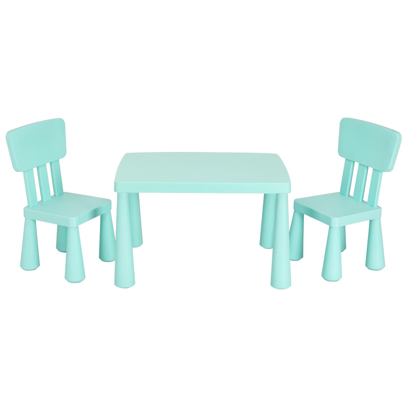 KOMFOTTEU Kindersitzgruppe Kindertisch mit 2 Stühlen, (Set), aus Kunststoff