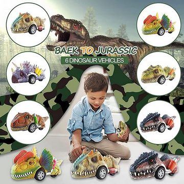 Fivejoy Spielzeug-Auto Spielfigur 6-teiliges Dino-Fahrzeugset - Ideales Geschenk für, (6-tlg), Jungen/Mädchen, Tier-Auto-Dinosaurier-Spiel Tyrannosaurus Rex