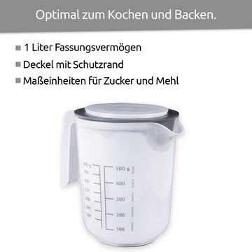 Wüllner + Kaiser Messbecher Messkanne, BPA-freier Kunststoff, (inkl. Spritzschutzring und Deckel), Made in Germany