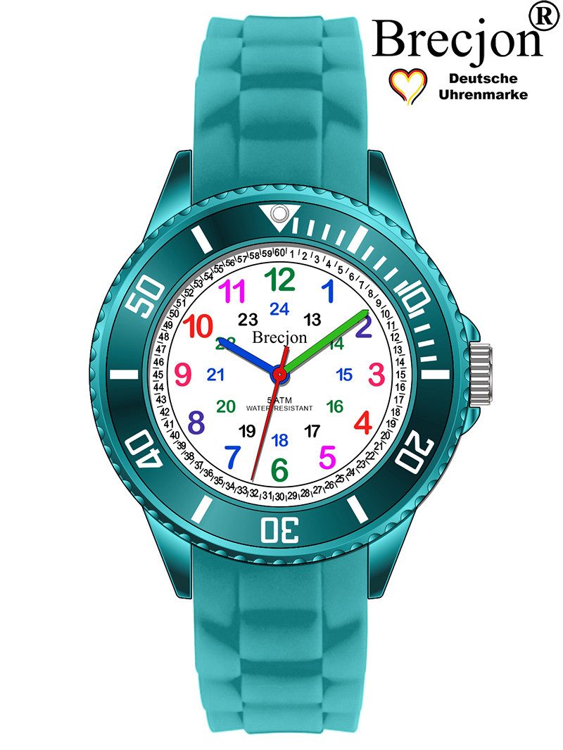 Brecjon Quarzuhr Kinder Armbanduhr Lernuhr 5ATM Silikon, kostenloser Versand